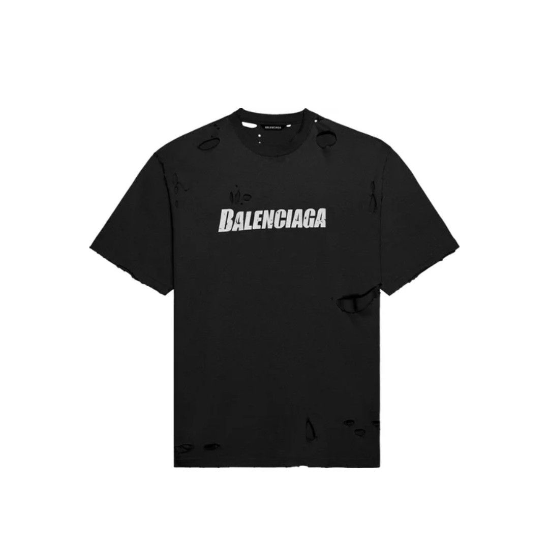 Balenciaga o1la1rc1a0824 Destroyed T-Shirt Boxy Fit in Black/ White Size US S / EU 44-46 / 1 - 1 Thumbnail