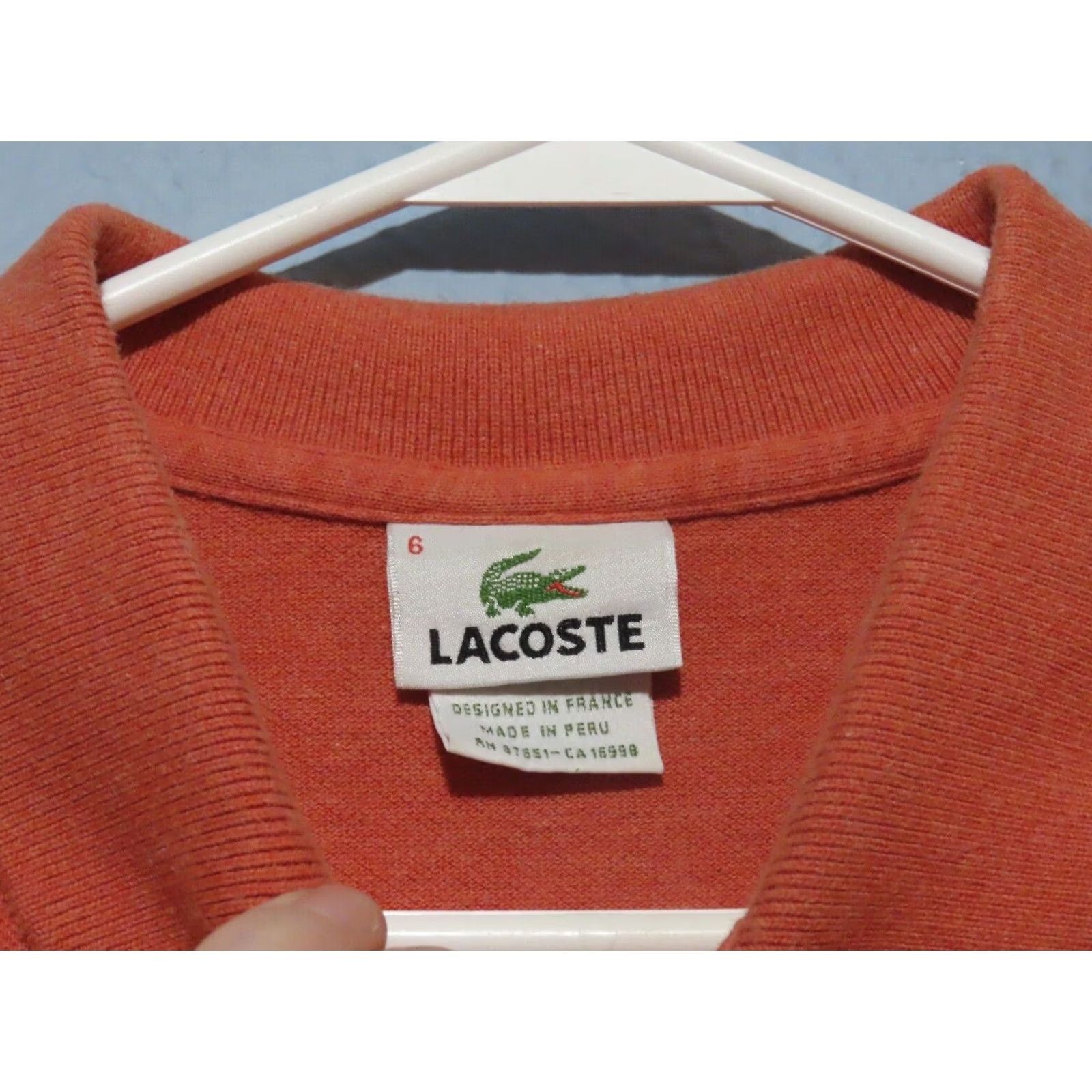 Lacoste Lacoste Polo Shirt Orange Short Sleeve 6/XL Men's Cotton Blend Knit Regular Fit Point Collar Short Sleeve Casual Shirt Size US XL / EU 56 / 4 - 3 Thumbnail