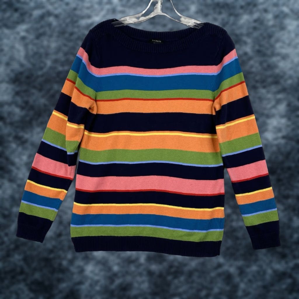 Talbots Talbots Rainbow Striped Sweater Womens M Colorful Pullover Crew Neck Casual Preppy Multicolor Stripes 2000s Rainbow Womens M Size M / US 6-8 / IT 42-44 - 1 Thumbnail
