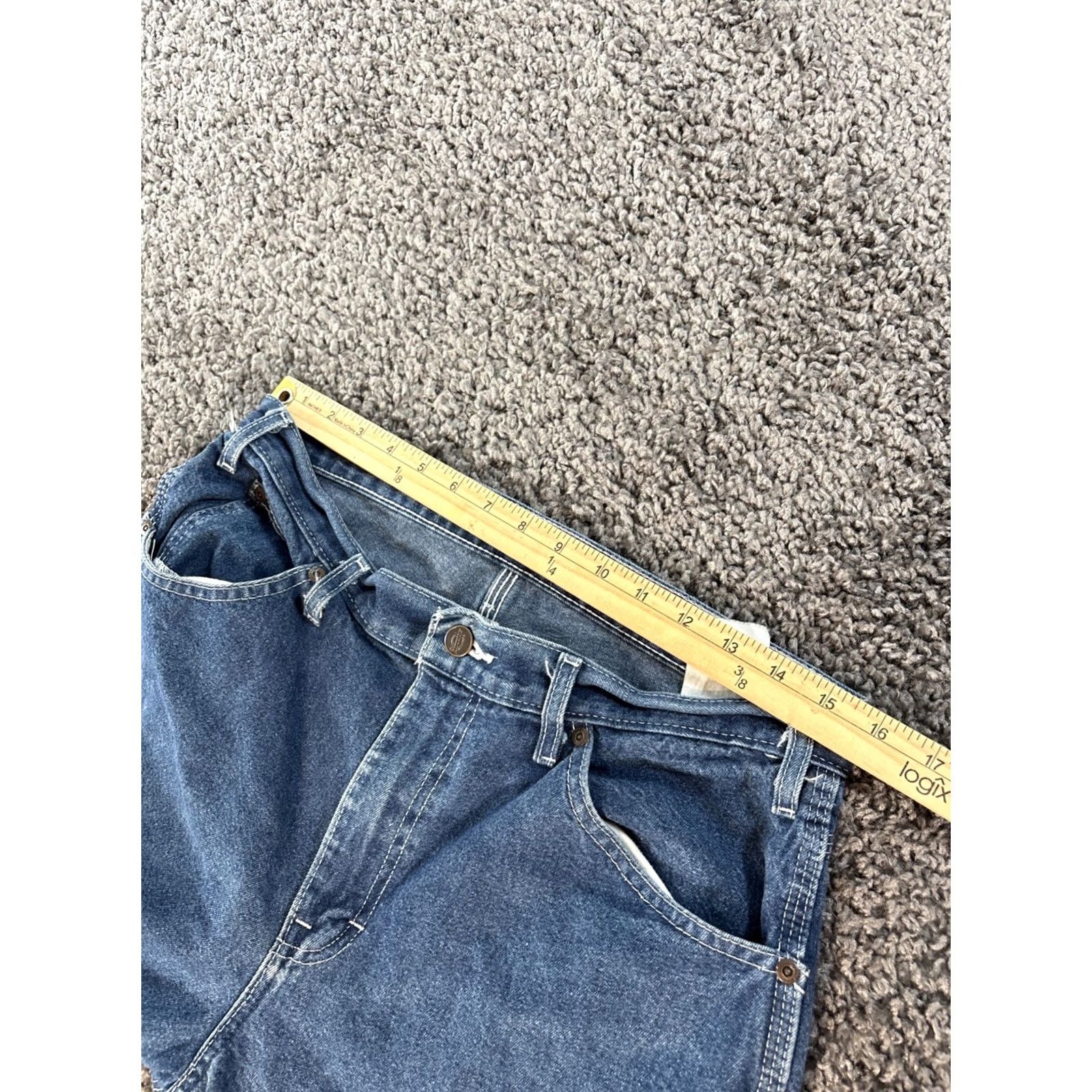 Dickies VINTAGE Dickies Denim Carpenter Pants Jeans 32x30 Distressed 90s Skater Work Blue Mens Regular 5-Pocket Denim Cotton Button Zip Size US 32 / EU 48 - 5 Thumbnail