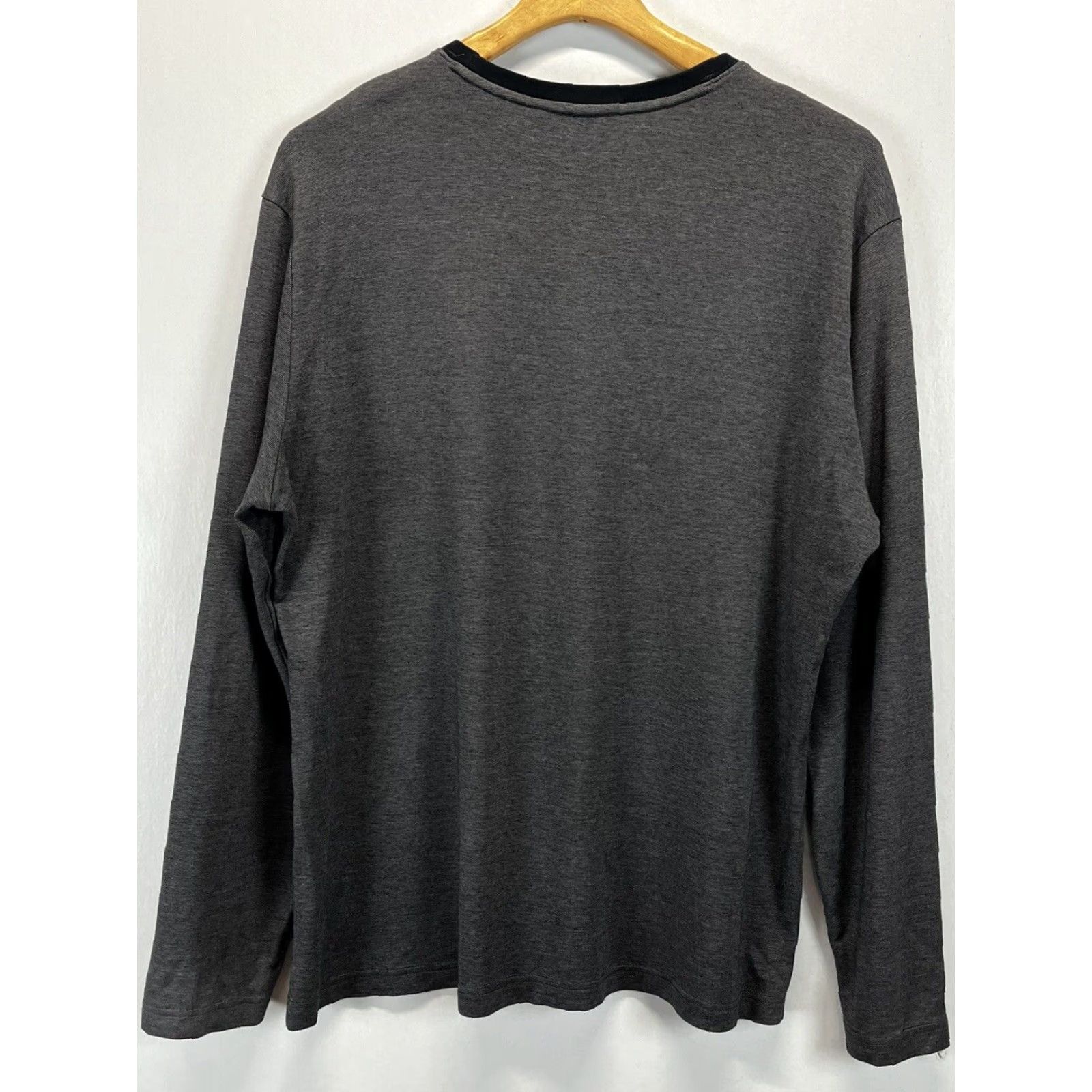 Vintage Robert Barakett Men's Long Sleeve Striped Casual T-Shirt Large Gray Black Size US L / EU 52-54 / 3 - 2 Thumbnail