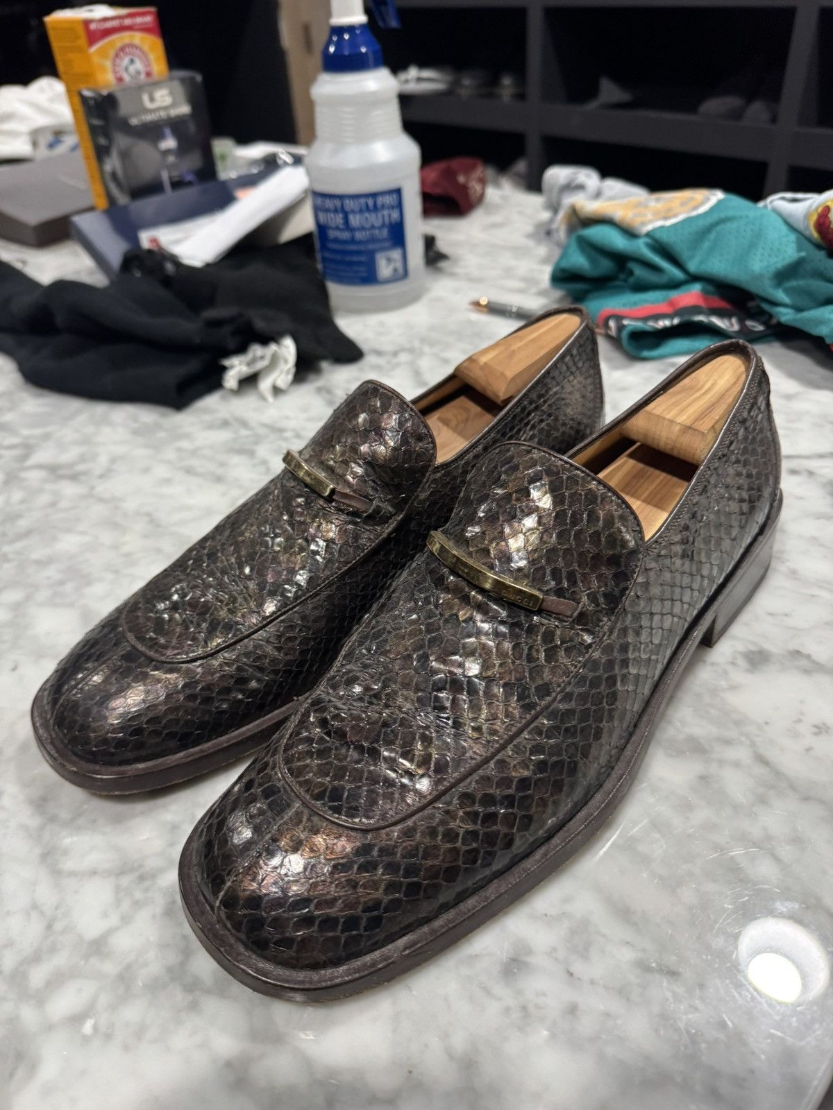 Gucci Gucci Runway Vintage Python Skin Loafers- Brown Iridescent Size US 11.5 / EU 44-45 - 2 Thumbnail
