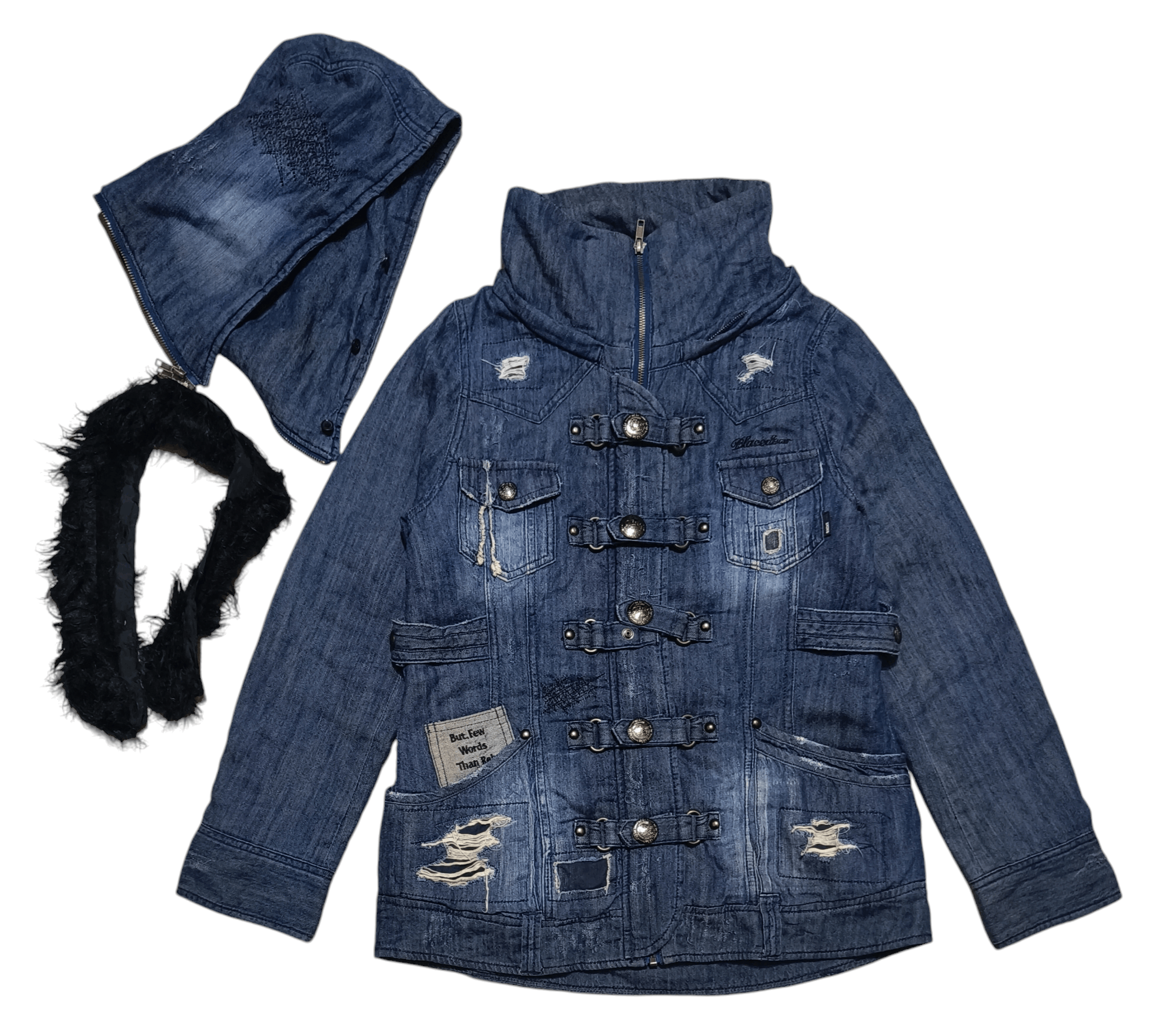 Japanese Brand BACKS Classic Punk Steampunk Japanese Bandage Denim Jacket Size US M / EU 48-50 / 2 - 5 Thumbnail