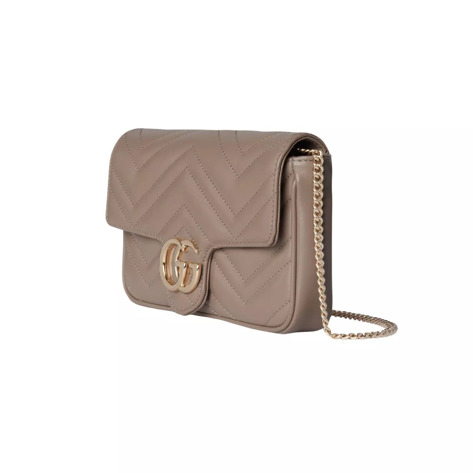 GUCCI GG Marmont Small Taupe Chevron Shoulder Bag