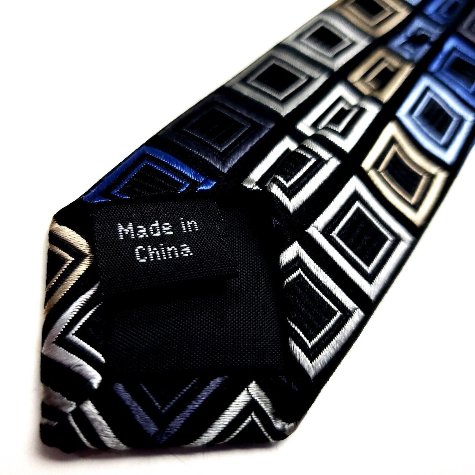 Michael Kors Michael Kors Silk Tie Woven Gray Blue Geometric Size ONE SIZE - 5 Thumbnail