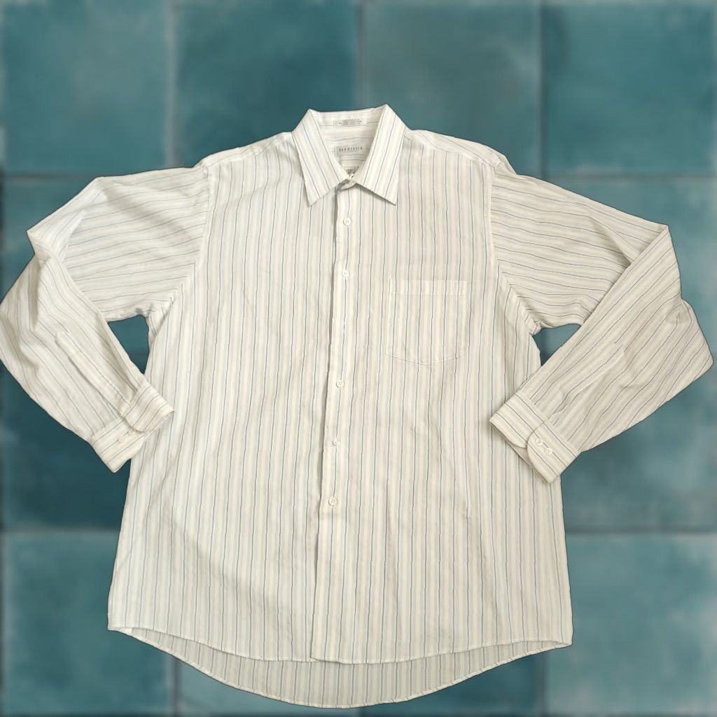 Van Heusen Van Heusen Mens Dress Shirt Striped Long Sleeve Button Up 17 36/37 Multicolor Regular Size 46R - 1 Thumbnail