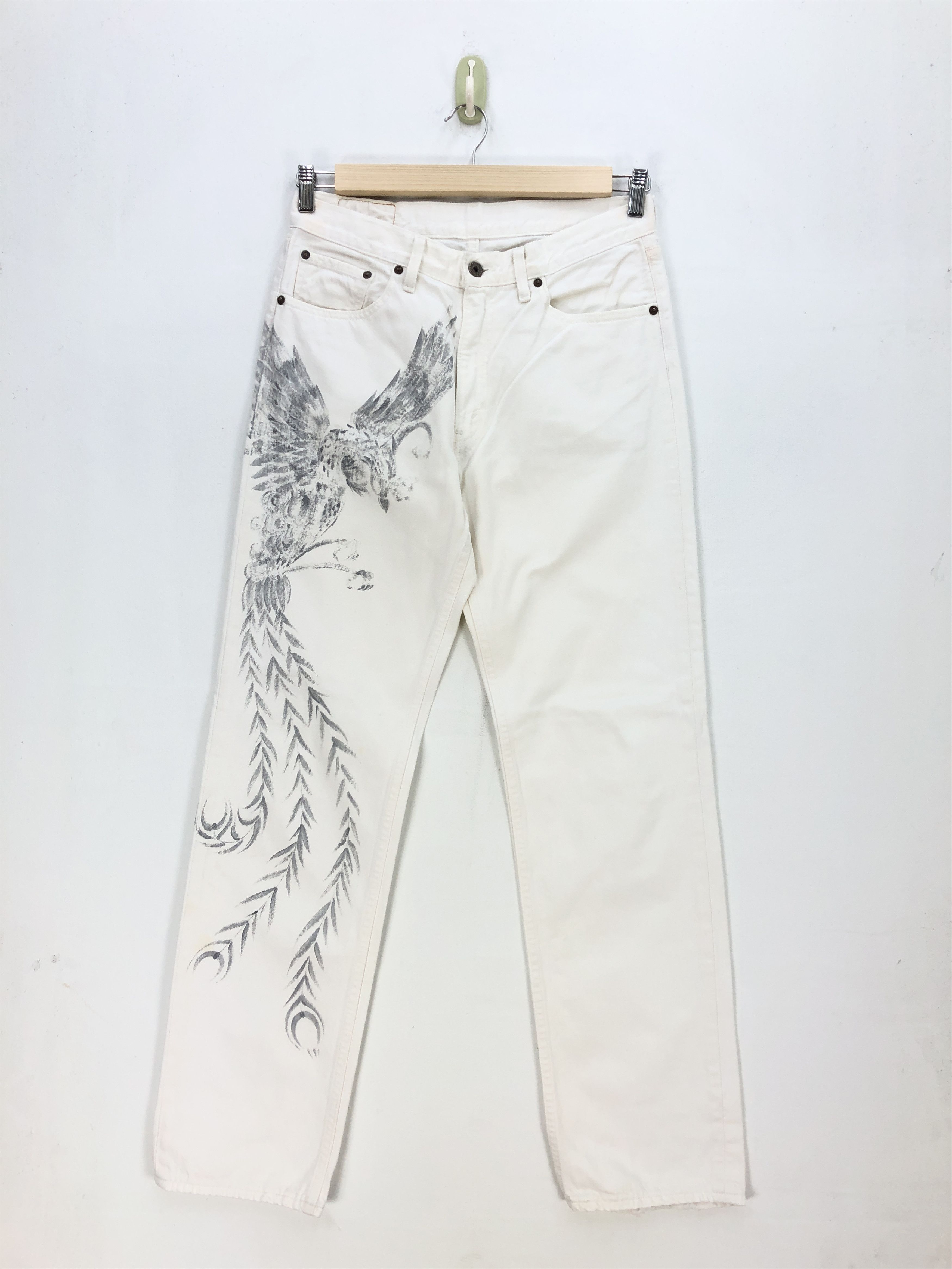 Levi's Rare Vintage Levis Jeans Printed Phoenix Levi's White Denim Size US 30 / EU 46 - 1 Thumbnail