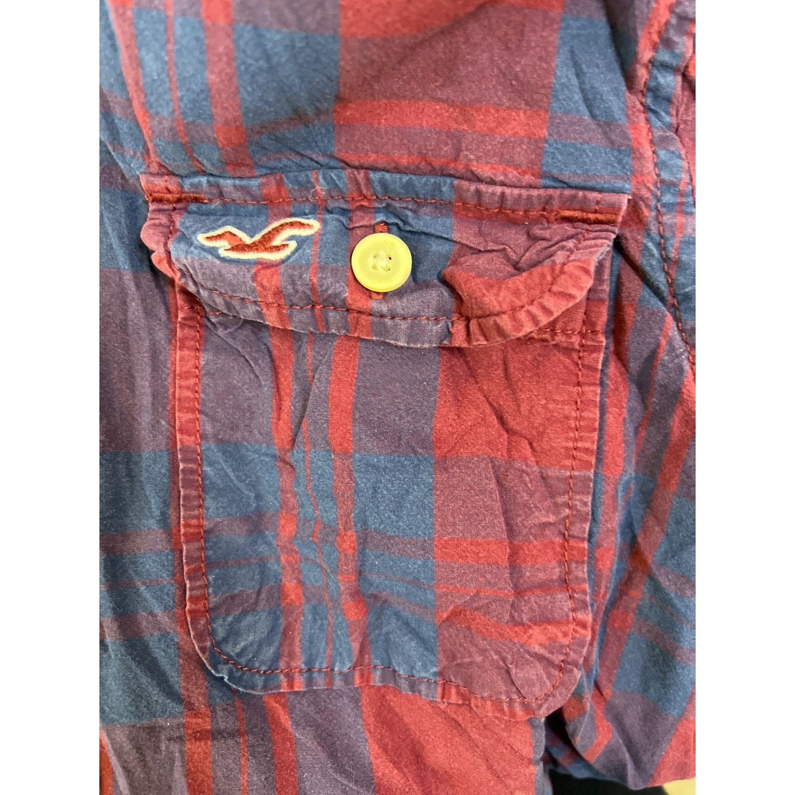 Hollister Hollister Mens Red Blue Plaid Hooded Flannel Shirt Y2K MD Size US M / EU 48-50 / 2 - 5 Thumbnail