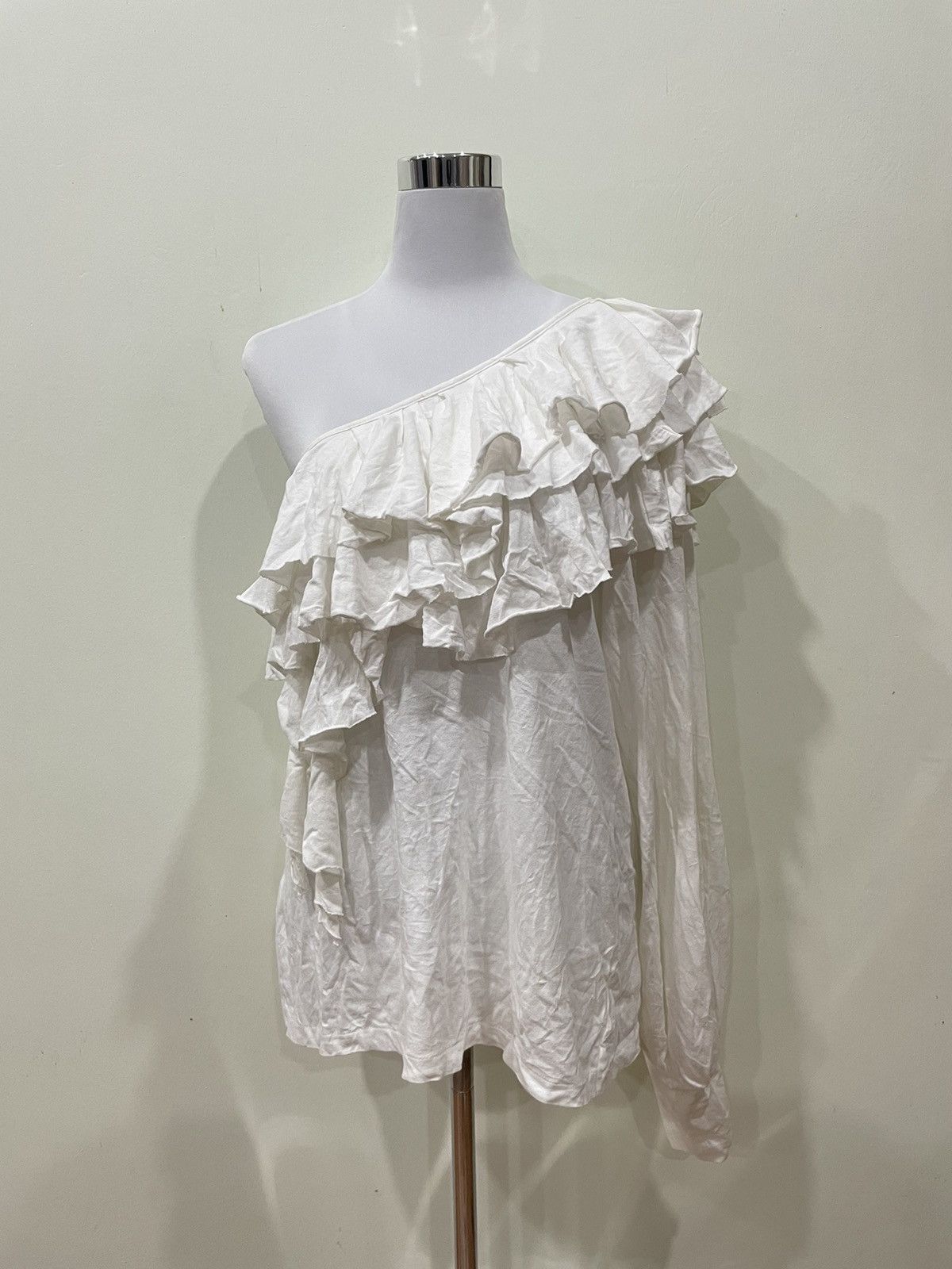 image of Bassike Organic Cotton Asymmetric Blouse in White, Women's (Size Small)