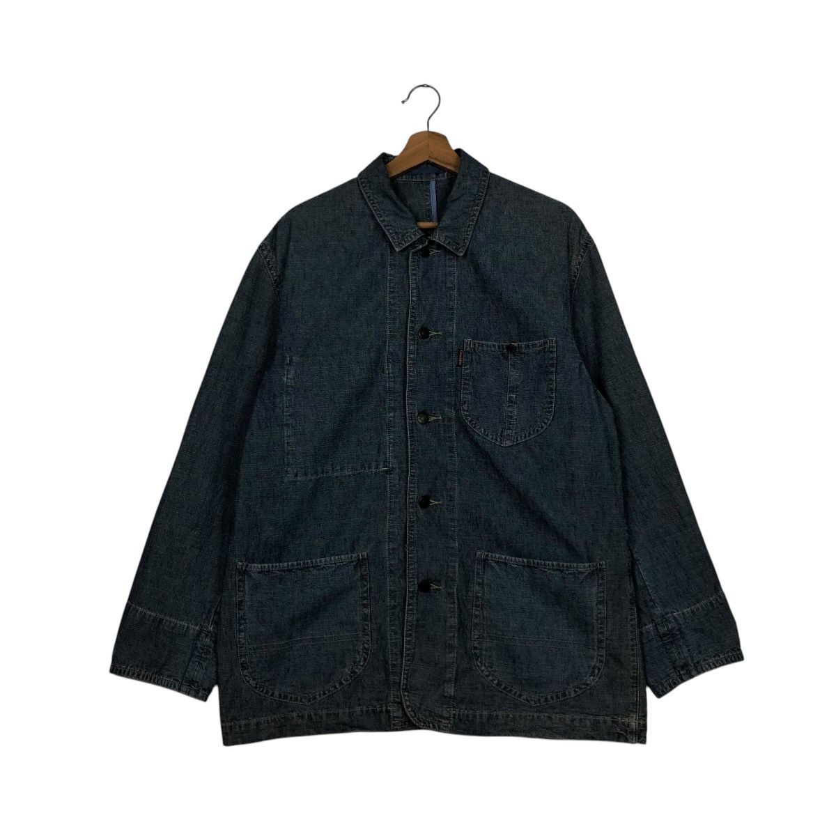 Japanese Brand 🔥VINTAGE CHORE WORK JACKET DENIM CROCODILE ISSEY MIYAKE Size US L / EU 52-54 / 3 - 3 Thumbnail