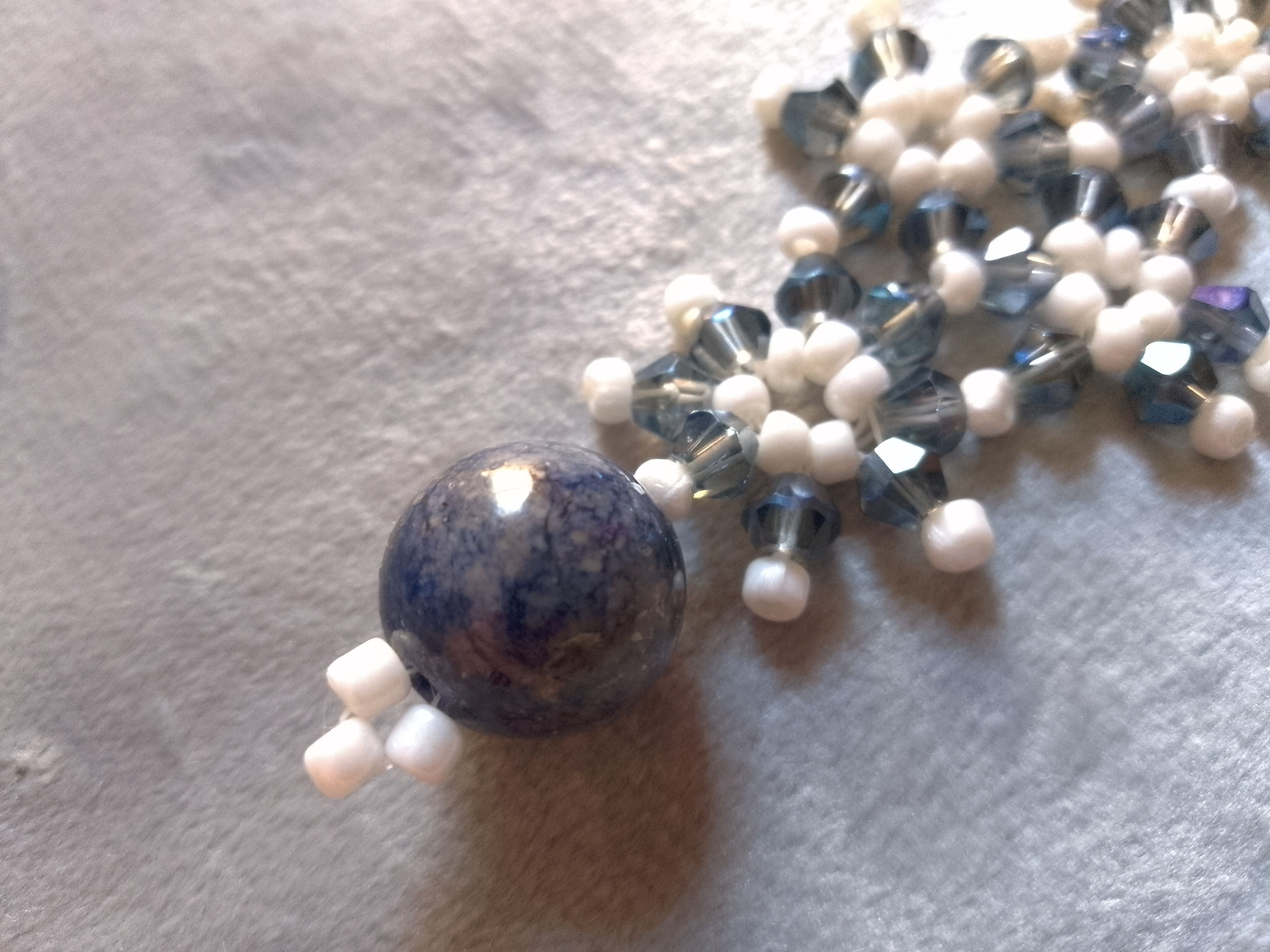 Handmade Necklace in grey/blue Crystal Lapis lazuli gemstones Size ONE SIZE - 3 Thumbnail