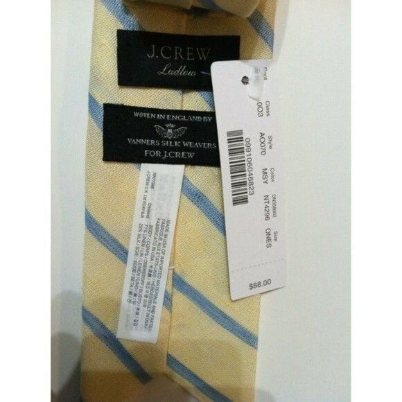 J.Crew NWT $88 J.CREW MENS NEW YELLOW 71%LINEN 29%SILK TIE WIDTH:3" Size ONE SIZE - 2 Thumbnail