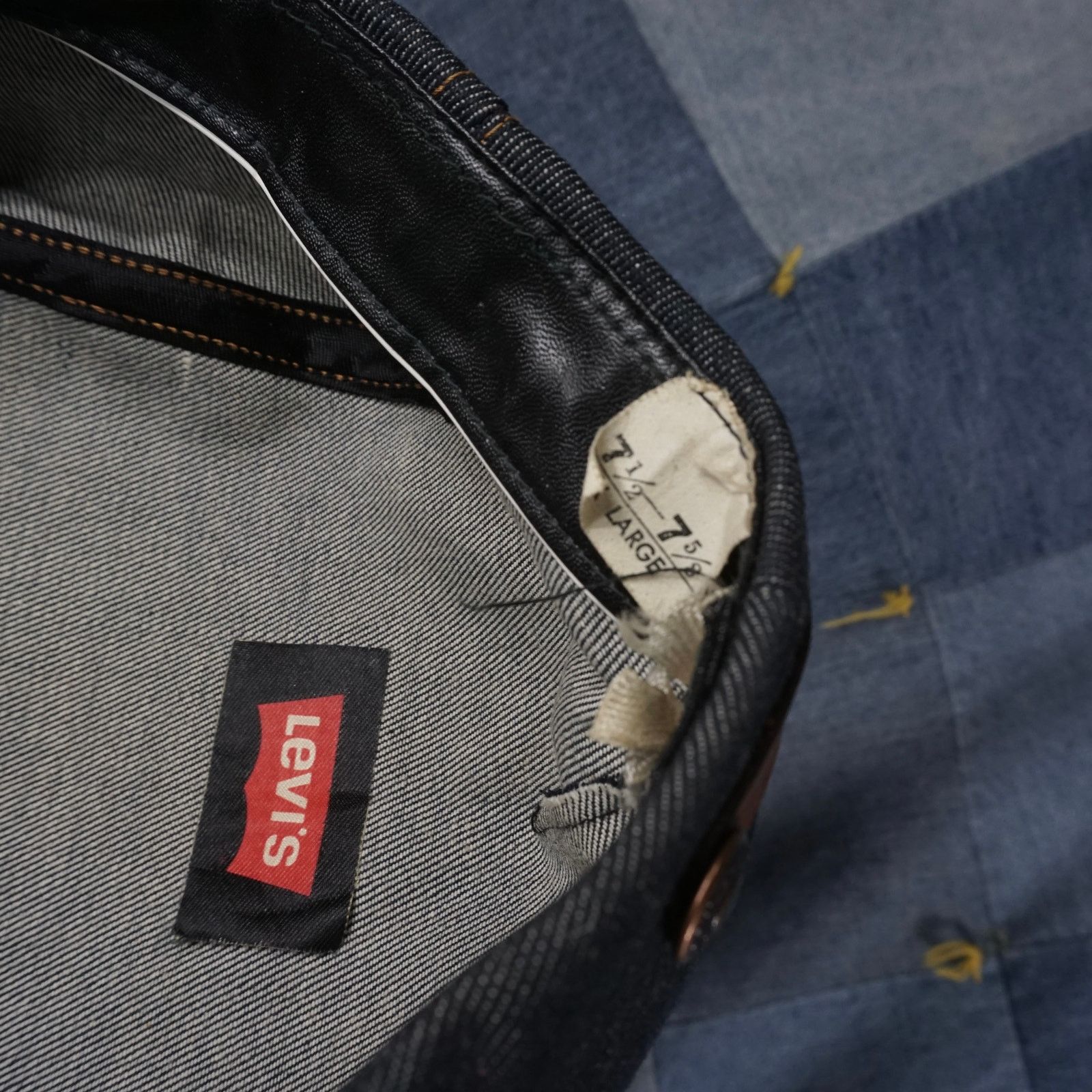 Levi's XL - Vintage 1970s Levi's Engineer true vintage denim Hat Size ONE SIZE - 6 Thumbnail