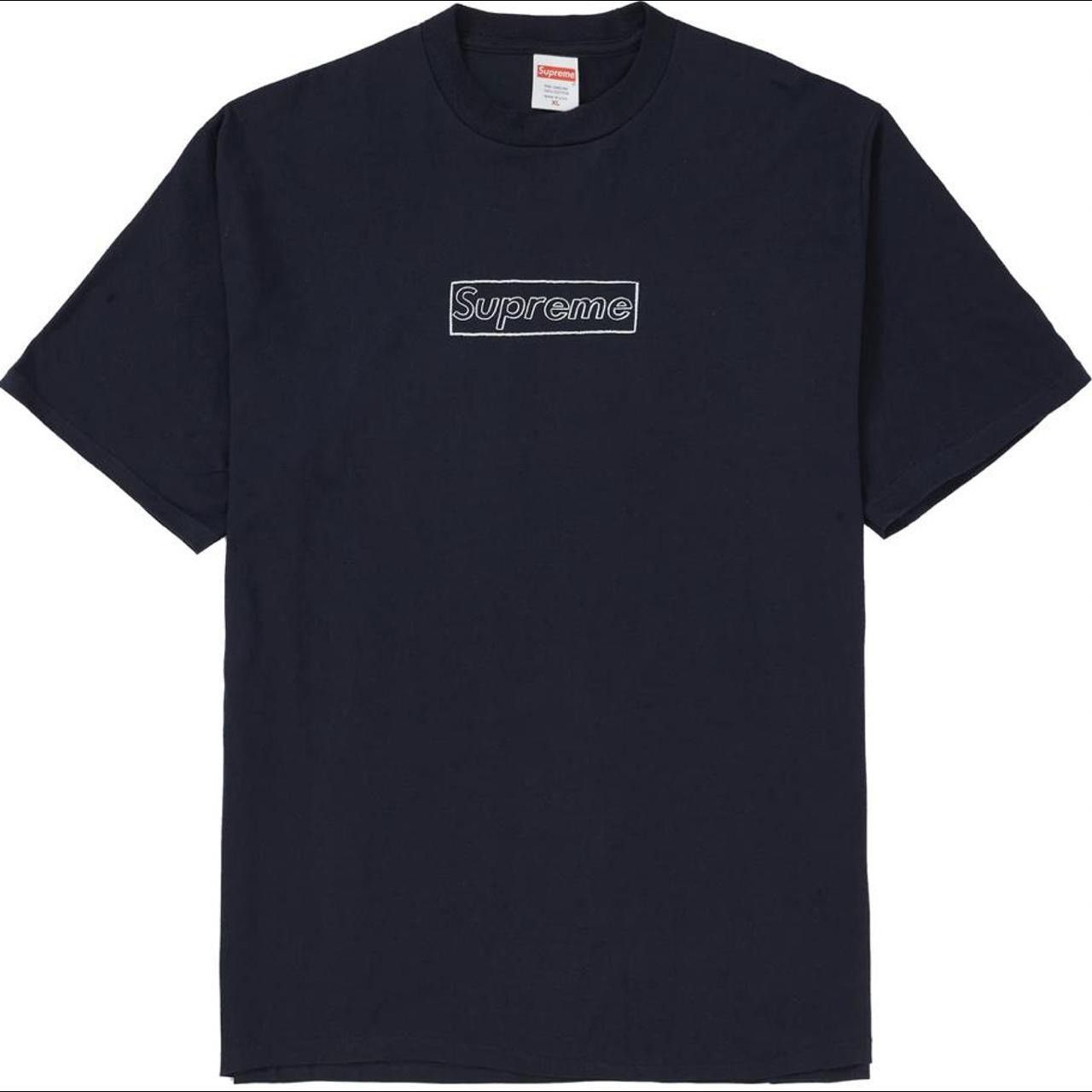 image of Kaws Chalk Logo Tee - Ss21 in Navy, Men's (Size Large)