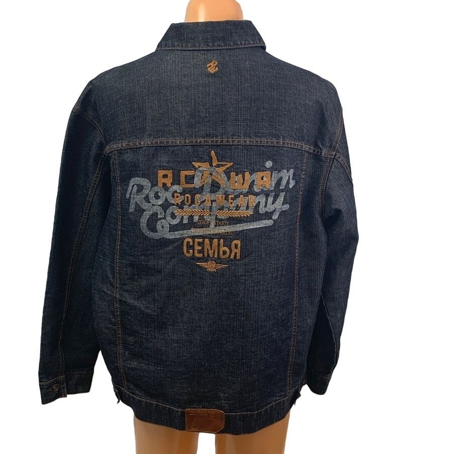 Rocawear Rocawear Mens XL PolyCotton Button Up Denim Blue Jean Jacket Size US XL / EU 56 / 4 - 3 Thumbnail