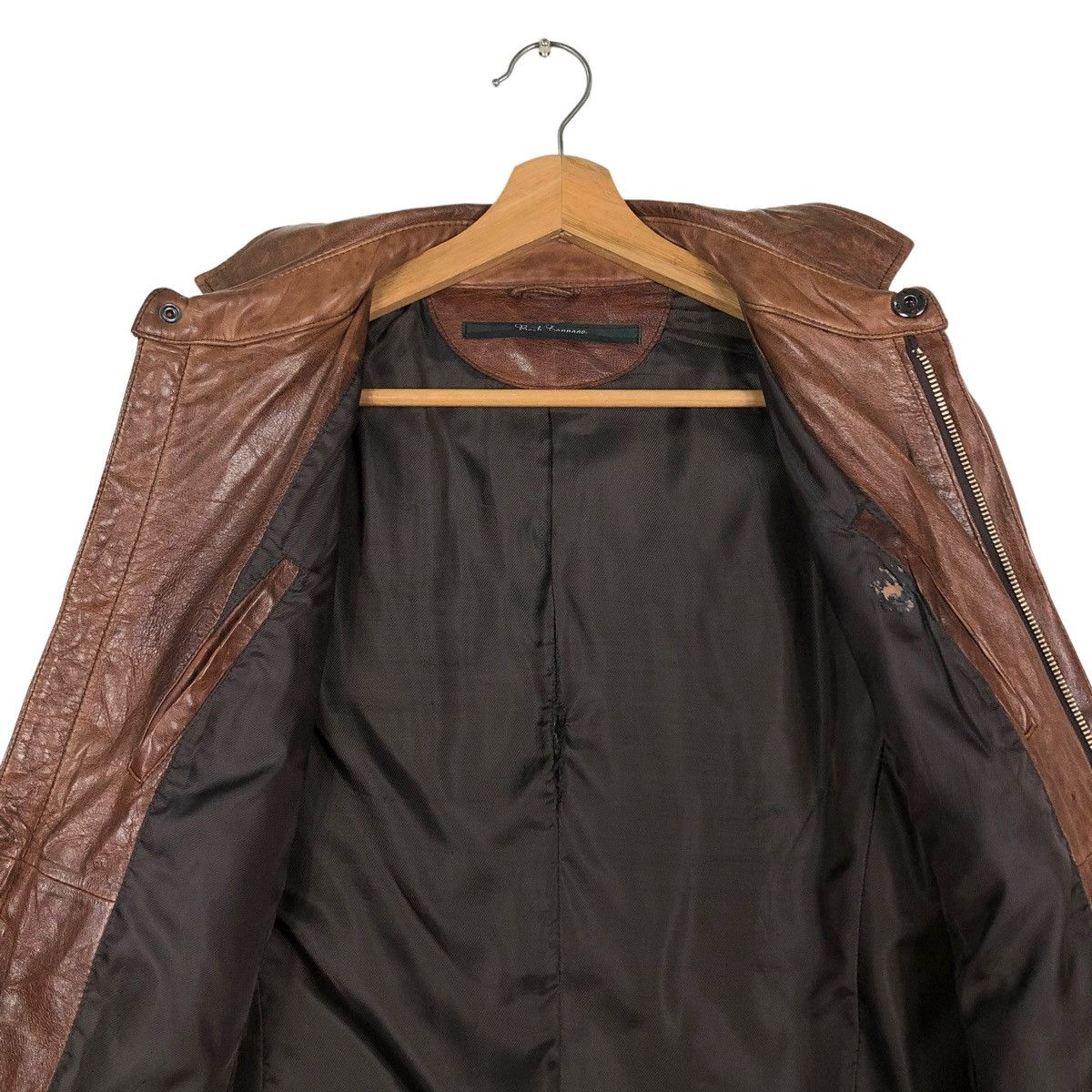 Japanese Brand 🔥VINTAGE CROPPED BIKER LEATHER JACKET BANK TANNAGE Size US S / EU 44-46 / 1 - 16 Thumbnail