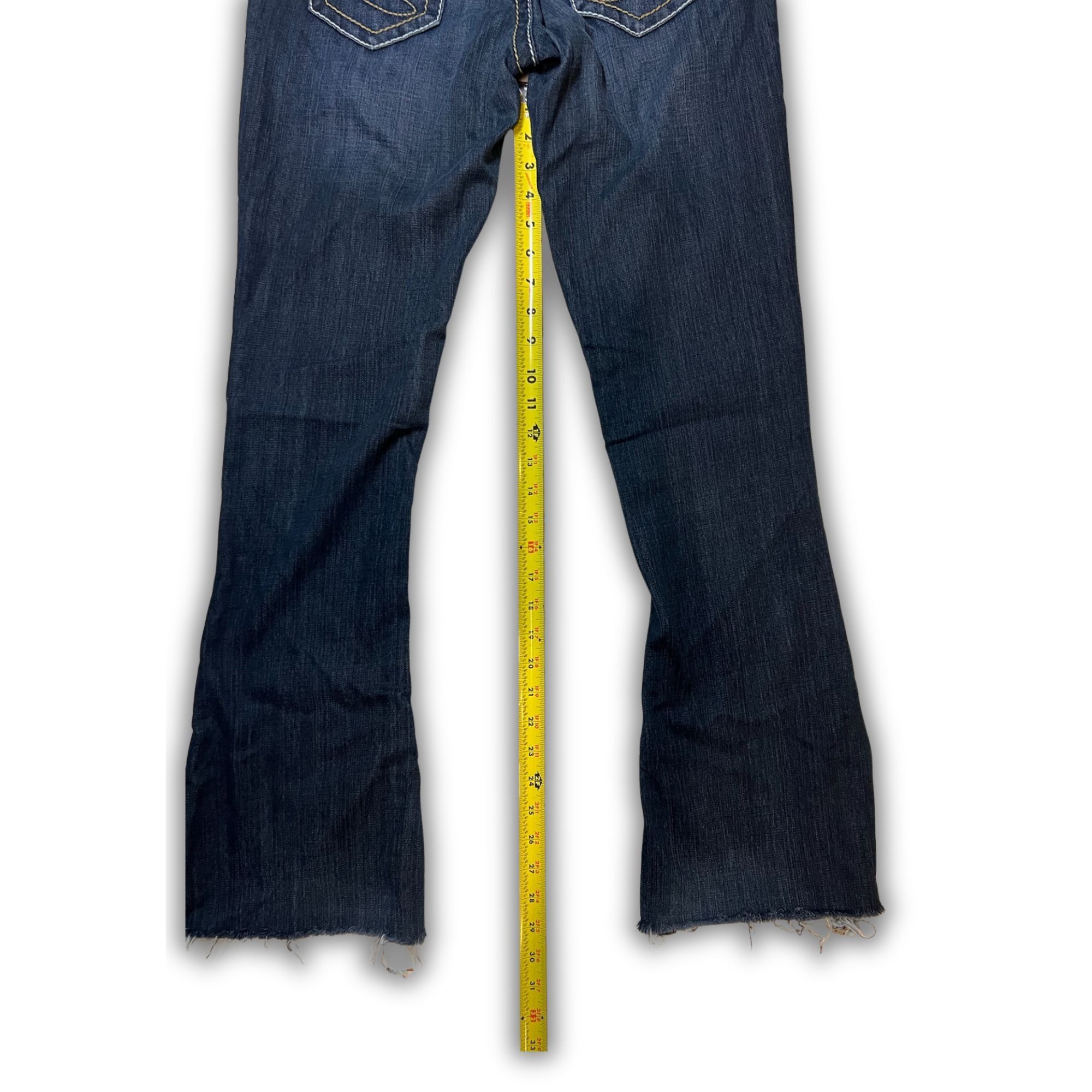 Seven 7 Seven 7 Bootcut Jeans Dark Wash Denim Size 28 Raw Hem Distre Size 28" / US 6 / IT 42 - 6 Thumbnail