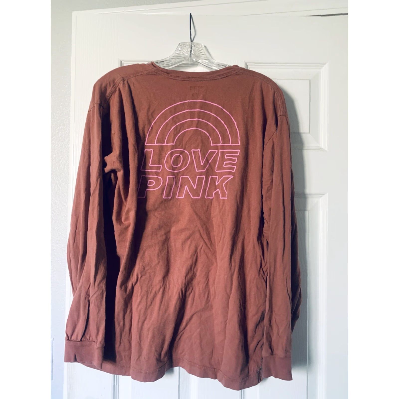 Pinko PINK Victoria's Secret Longsleeve Brown Campus Large Tee Womens L Brown Campus Longsleeve Shirt Size L / US 10 / IT 46 - 4 Thumbnail