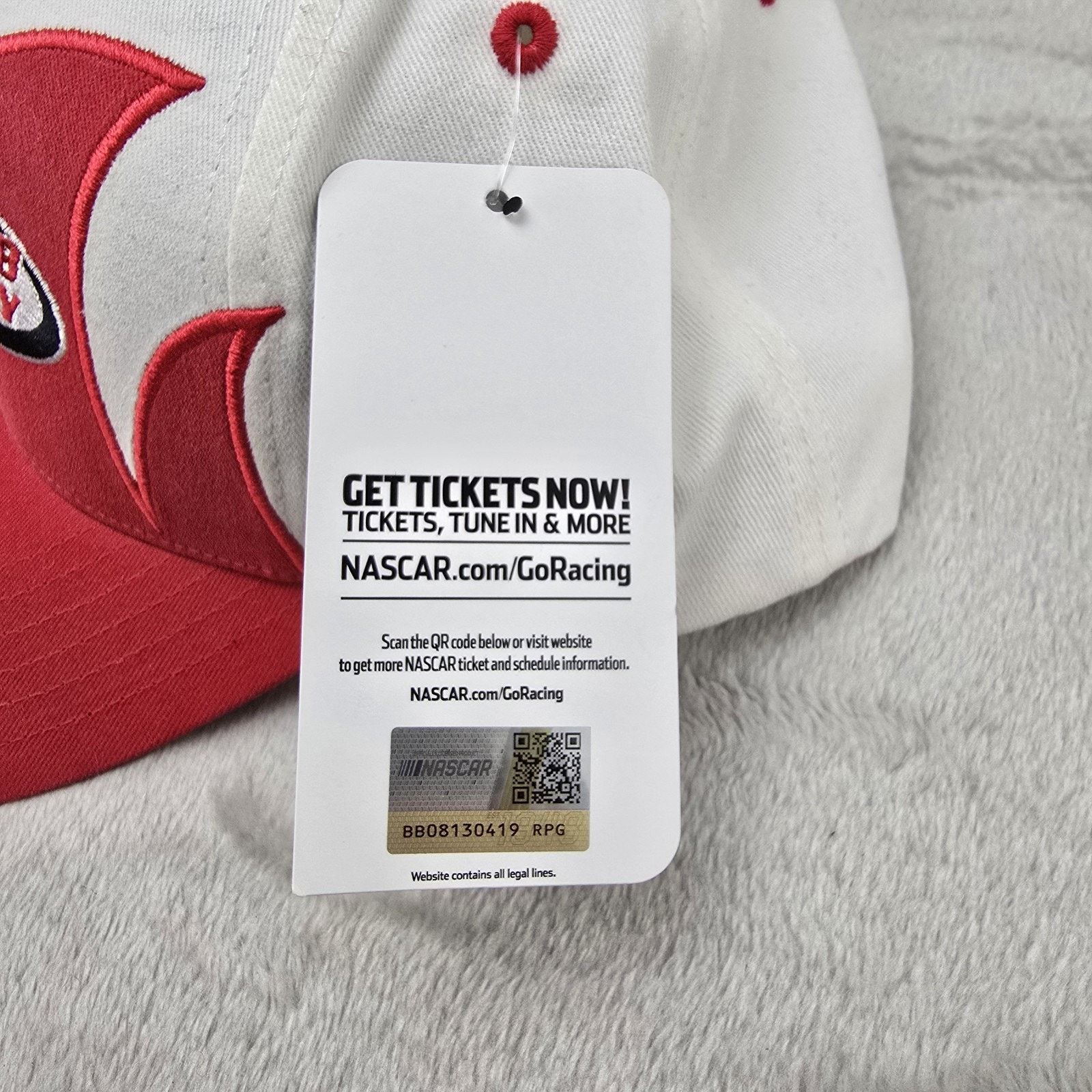 NASCAR Auto Club Speedway Sharktooth Hat Nascar White Red Vintage Size ONE SIZE - 10 Thumbnail
