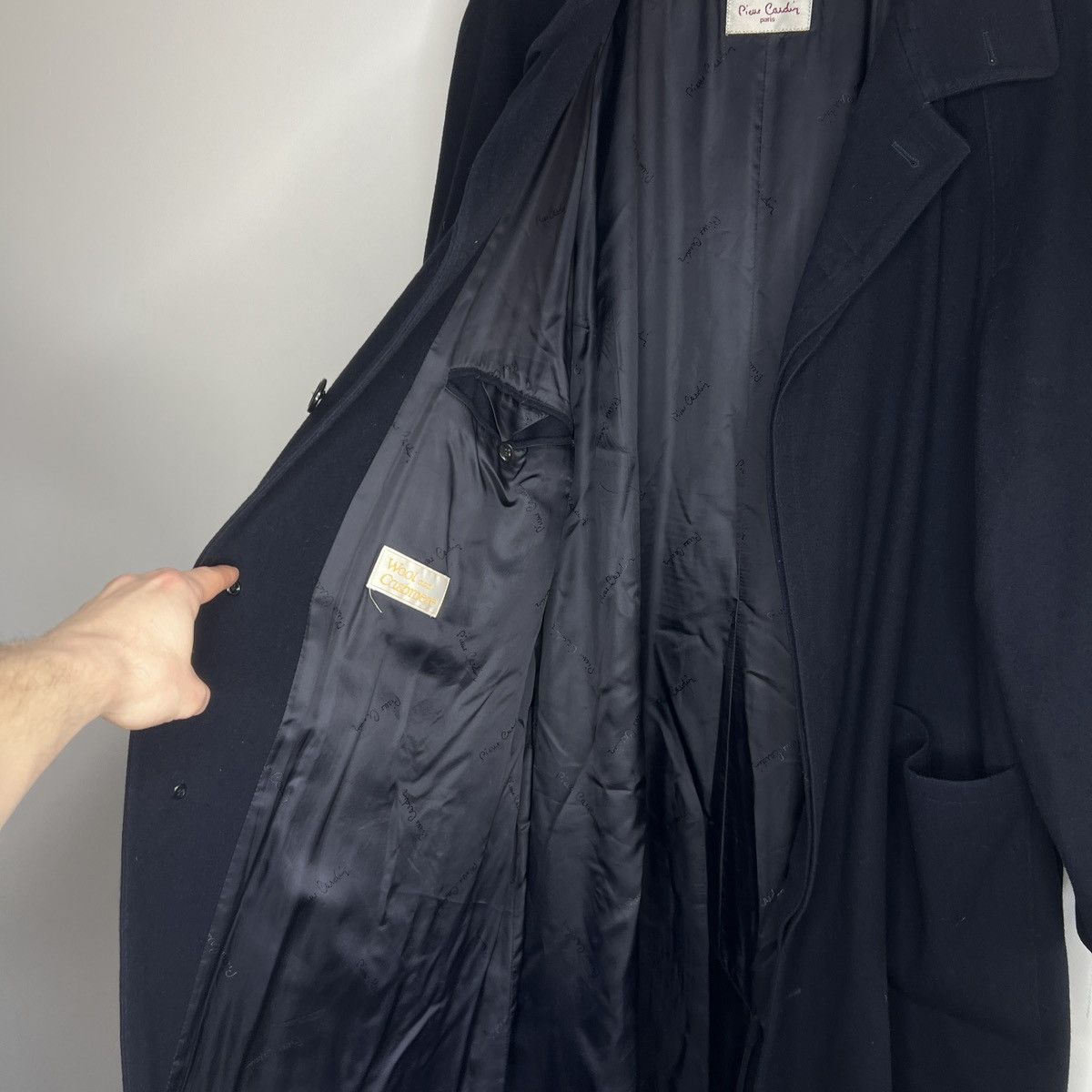 Pierre Cardin × Vintage Vintage Pierre Cardin Wool Cashmere Navy Long Coat Size US L / EU 52-54 / 3 - 11 Thumbnail
