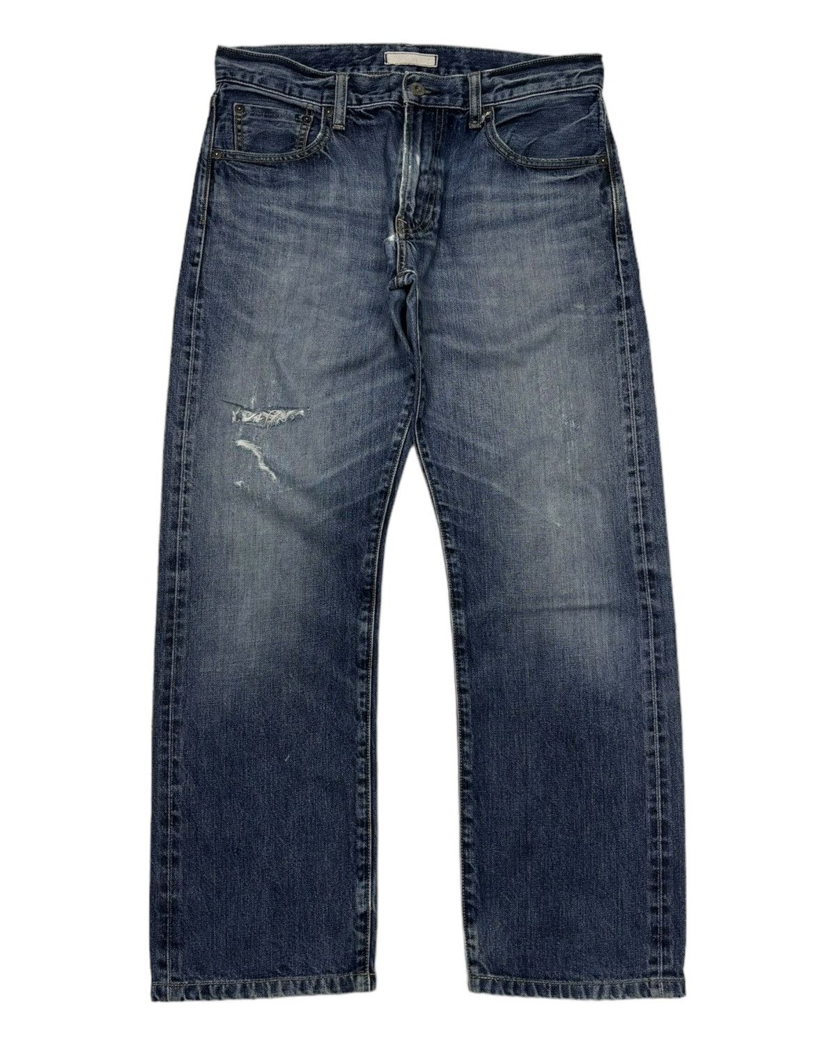 Kapital VINTAGE UNIQLO SELVEDGE DISTRESSED DENIM JEANS Size US 31 - 3 Thumbnail