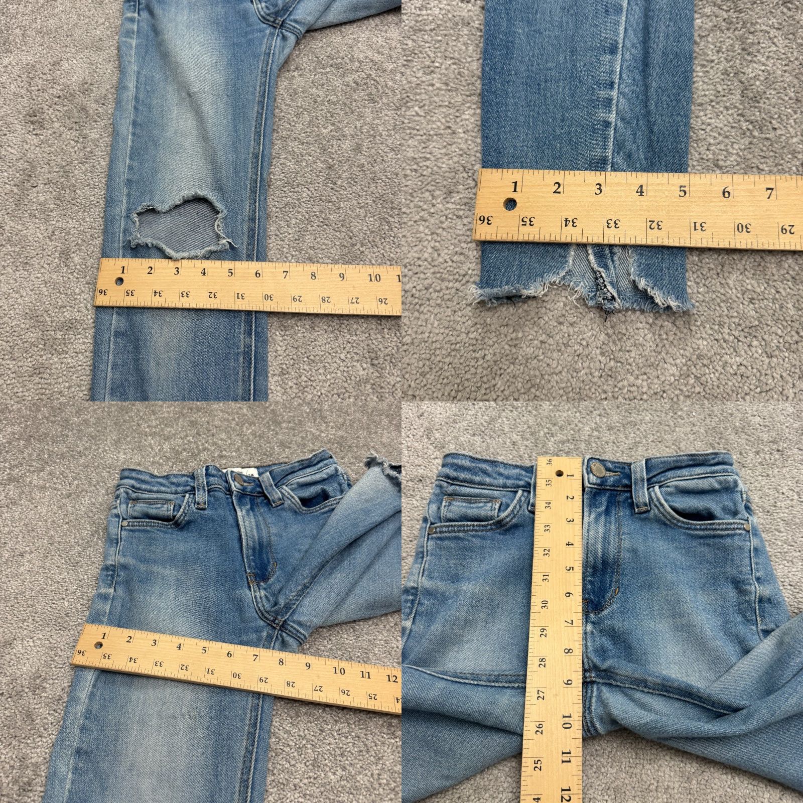 Vintage JUST BLACK Jeans Women 24 Blue Distressed High Rise Straight Ankle Denim Stretch Pocket Zipper Button 5-Pocket City Streetwear Size 42" / US 20 - 9 Thumbnail