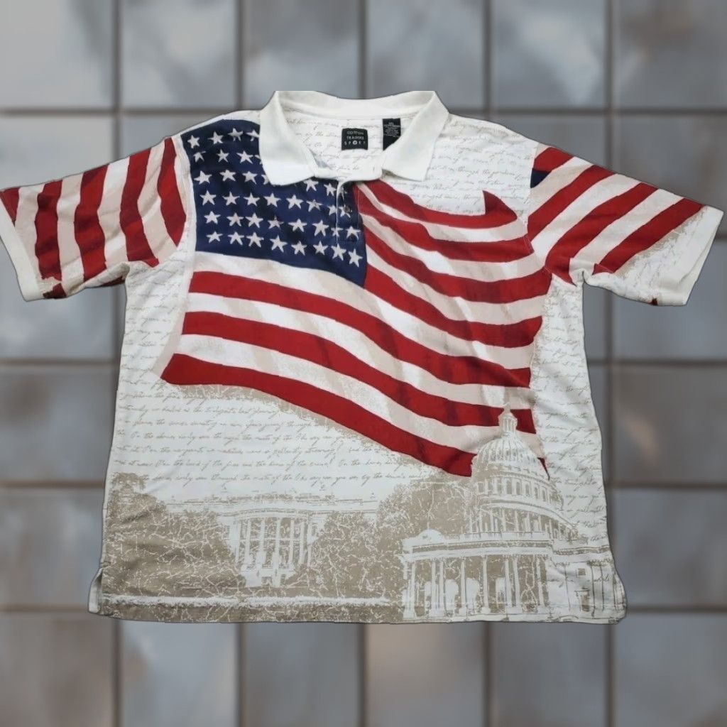 Cotton Traders Cotton Traders Sport Polo Shirt Mens 2XL USA Flag Short Sleeve Stars Stripes Multicolor Size US XXL / EU 58 / 5 - 1 Thumbnail