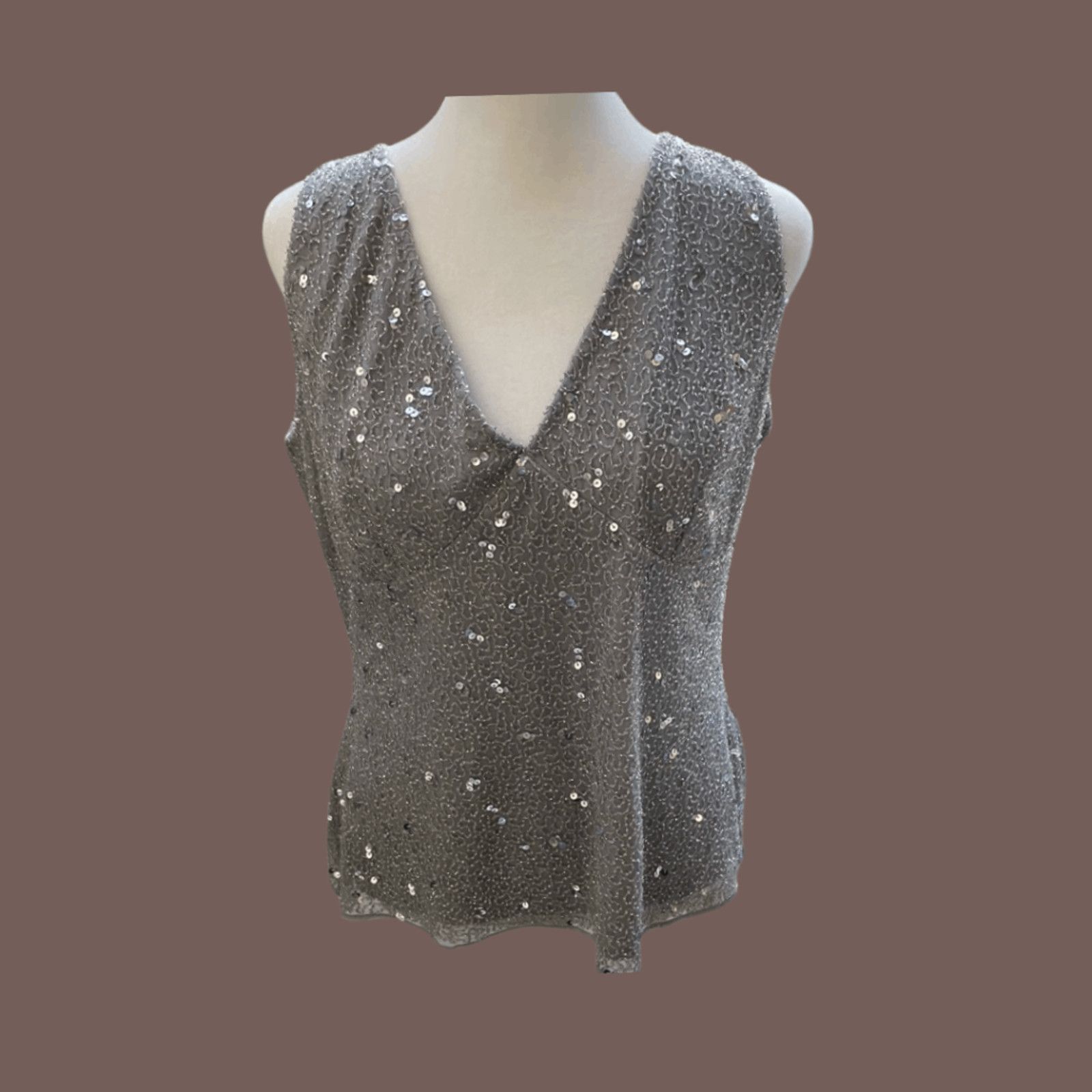 Vintage Vintage Marina Beaded Sequin Tank Top – 90s Minimal Glam Size XL / US 12-14 / IT 48-50 - 1 Thumbnail