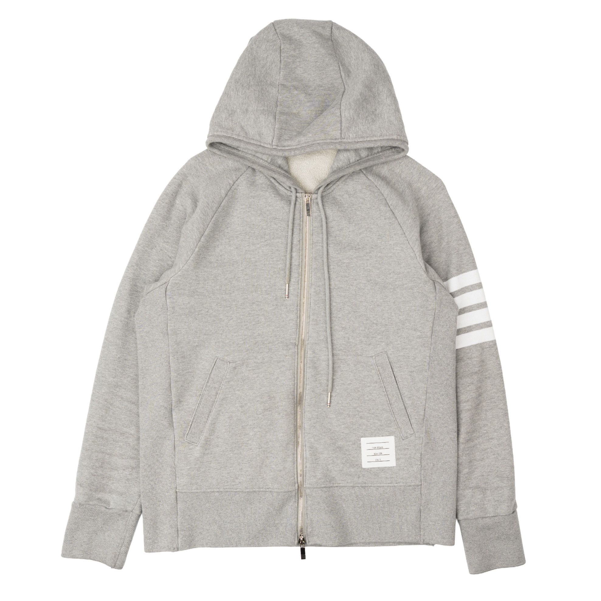 Thom Browne Engineered 4-Bar Classic Zip Up Hooded Sweatshirt Grey Whit Size US XL / EU 56 / 4 - 1 Thumbnail