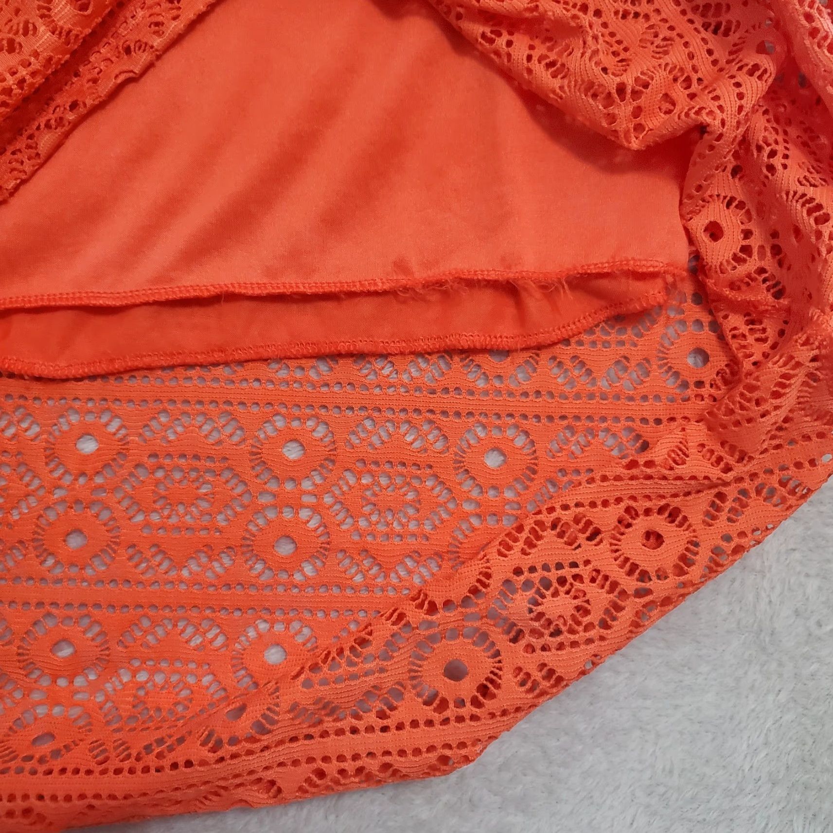 Vintage VINTAGE Me 2 Magic Maxi Skirt Women M Orange Eyelet Lace Overlay Elastic Waist Boho Size 32" / US 10 / IT 46 - 5 Thumbnail