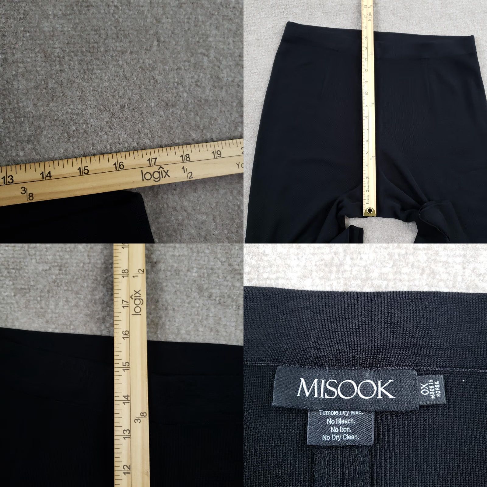 Vintage Misook Pants Womens OX Black Knit Pull On Straight Leg Dress Trousers Stretch Size 40" / US 18 - 8 Thumbnail