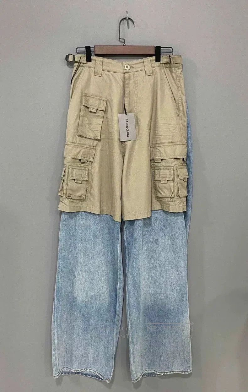 Balenciaga Balenciaga patchwork fake two-piece cargo jeans. Size US 29 - 1 Thumbnail