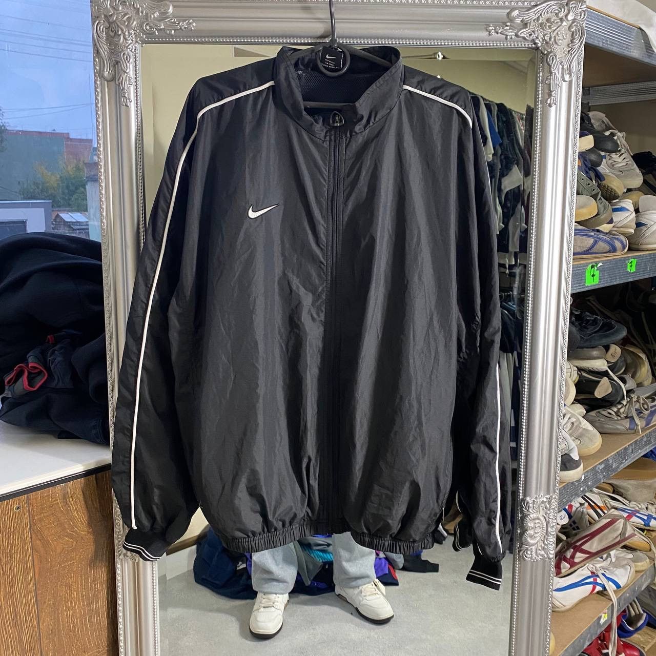 Nike Vintage Y2K Nike Track Jacket Nylon Top Striped Swoosh Size US L / EU 52-54 / 3 - 1 Thumbnail
