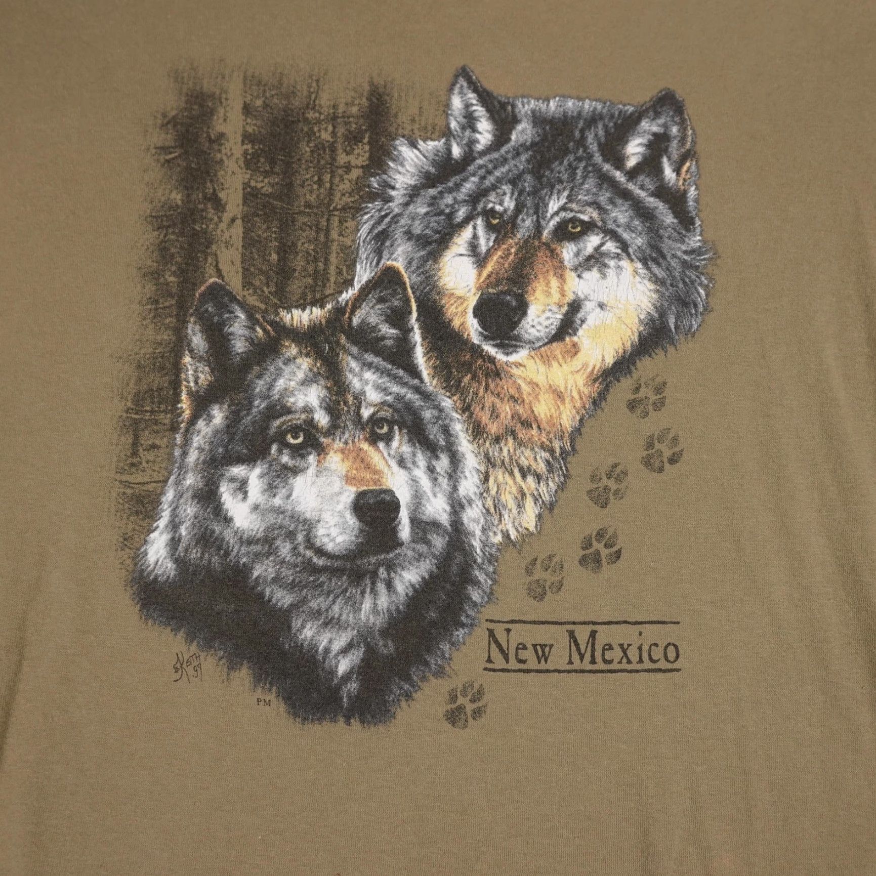 Vintage VINTAGE Wolf Shirt Mens Medium Beige Wolf New Mexico Graphic 90s Prairie Mountain T-Shirt Mens Size US M / EU 48-50 / 2 - 6 Thumbnail
