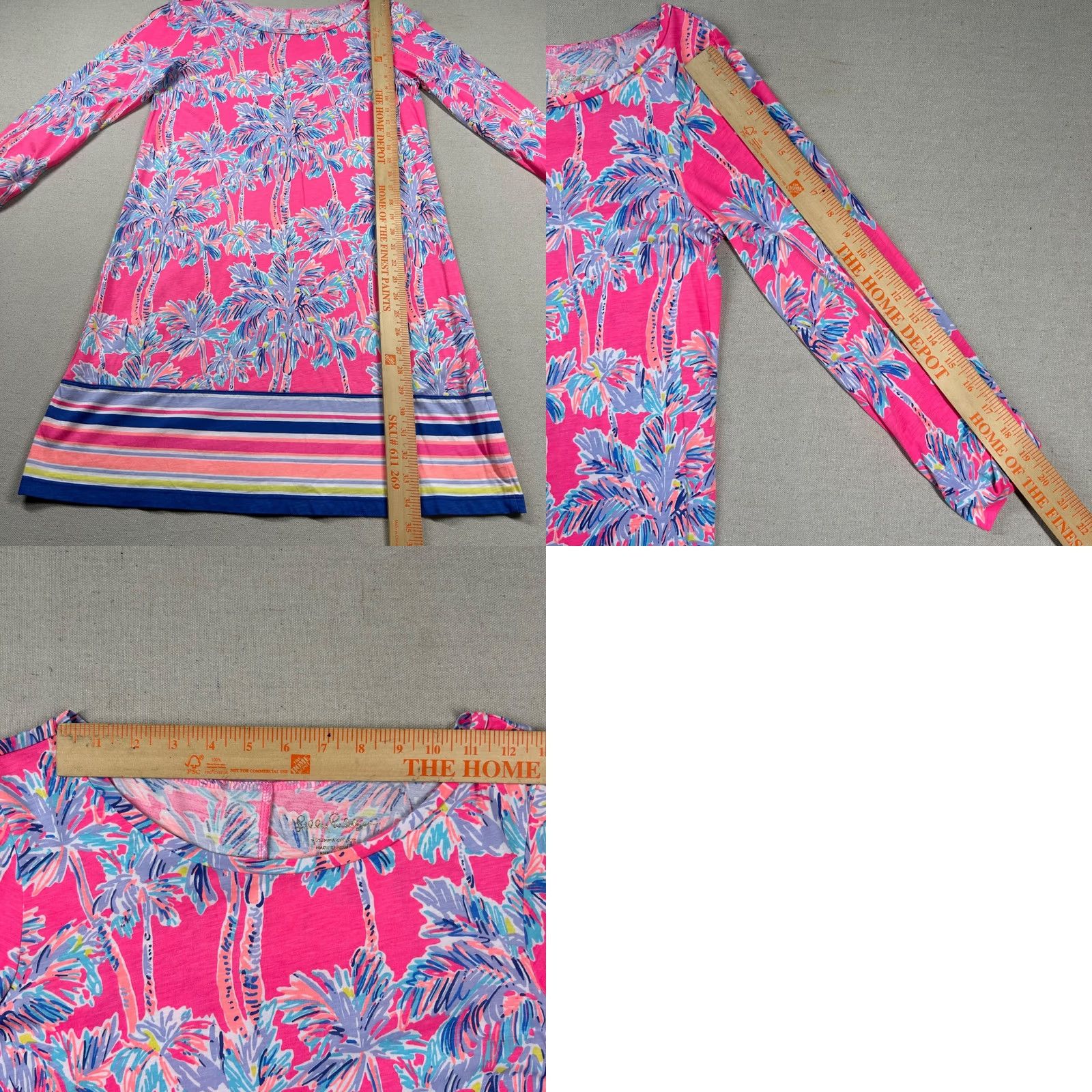 Lilly Pulitzer VINTAGE Lilly Pulitzer Dress Womens M A-Line Mini Tropical Palm Trees Boat Neck Pima Size M / US 6-8 / IT 42-44 - 8 Thumbnail