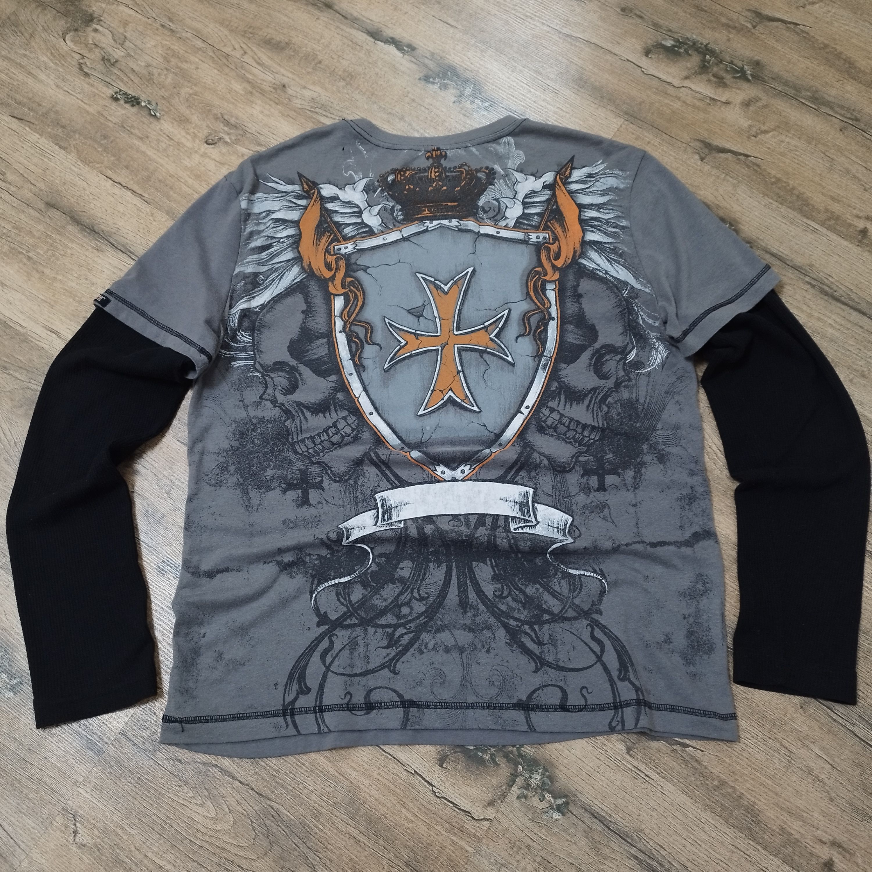 Vintage MMA Elite Layered Long Sleeve Shirt Y2K Grunge Skull Graphic Size US L / EU 52-54 / 3 - 9 Thumbnail