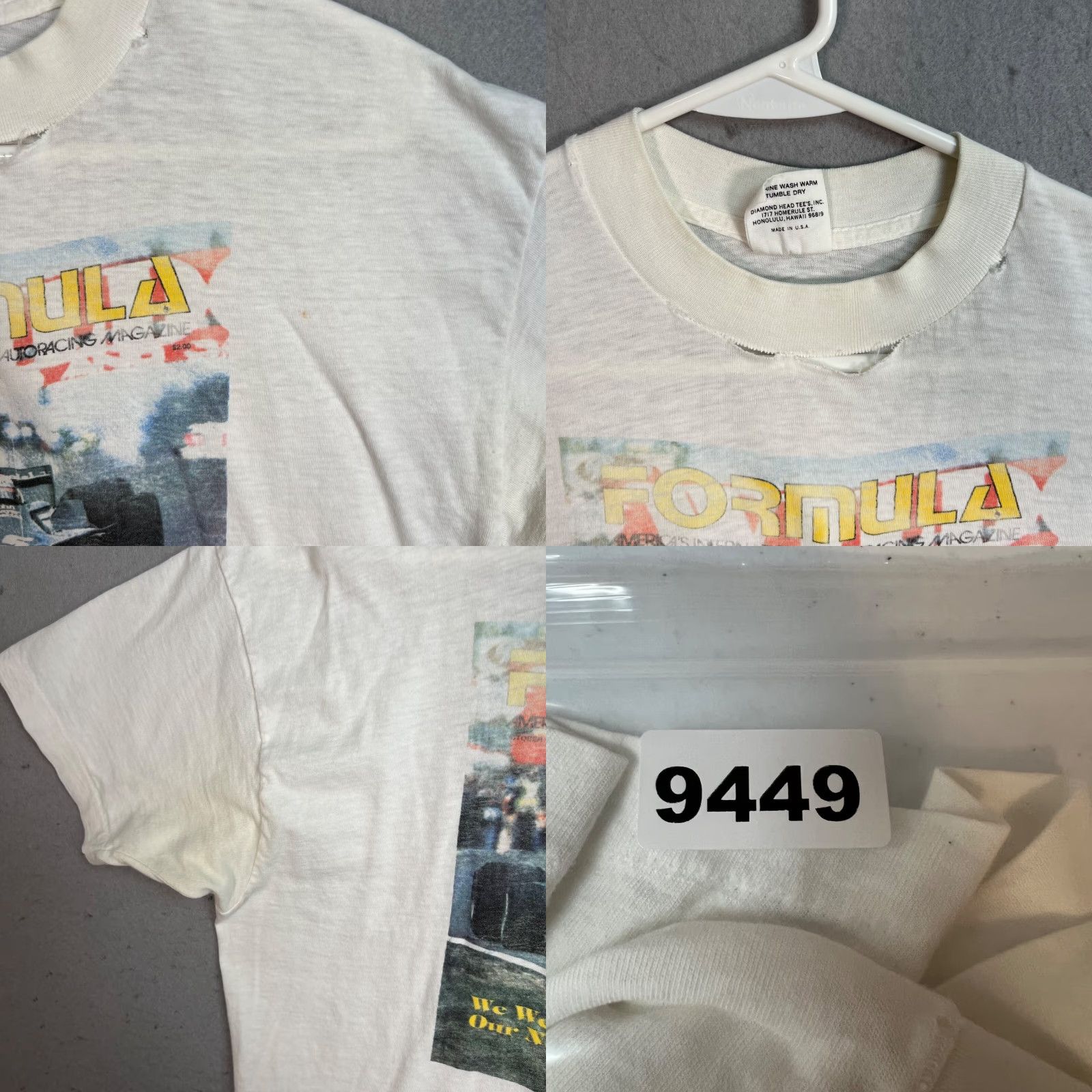 Vintage VINTAGE Diamond Head Tee's Formula 1 Racing T-Shirt Adult Mens Large White Cotton 70s 1960s 1970s Fan Shirt Mens Size US L / EU 52-54 / 3 - 8 Thumbnail
