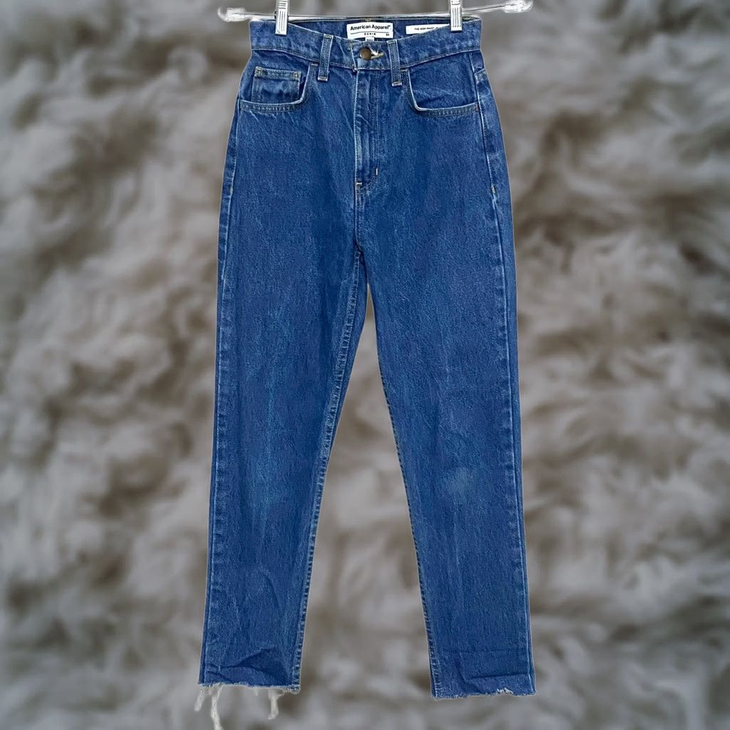 American Apparel VINTAGE American Apparel Jeans Womens 24 Denim High Waisted Raw Hem Mom Hippie Retro Preppy Shirt? Size 42" / US 20 - 1 Thumbnail
