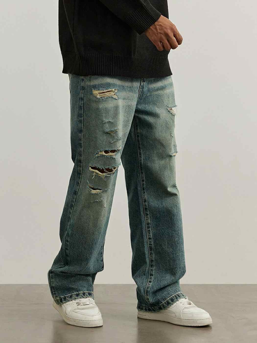 Jean × Vintage y2k skate hiphop faded damaged jeans Size US 34 / EU 50 - 2 Thumbnail