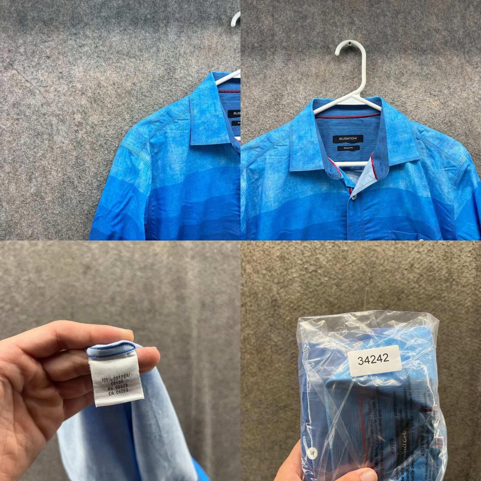 BUGATCHI Bugatchi Shirt Mens Large Blue Striped ColoBlock Button Down Shaped Oxford Size US L / EU 52-54 / 3 - 8 Thumbnail