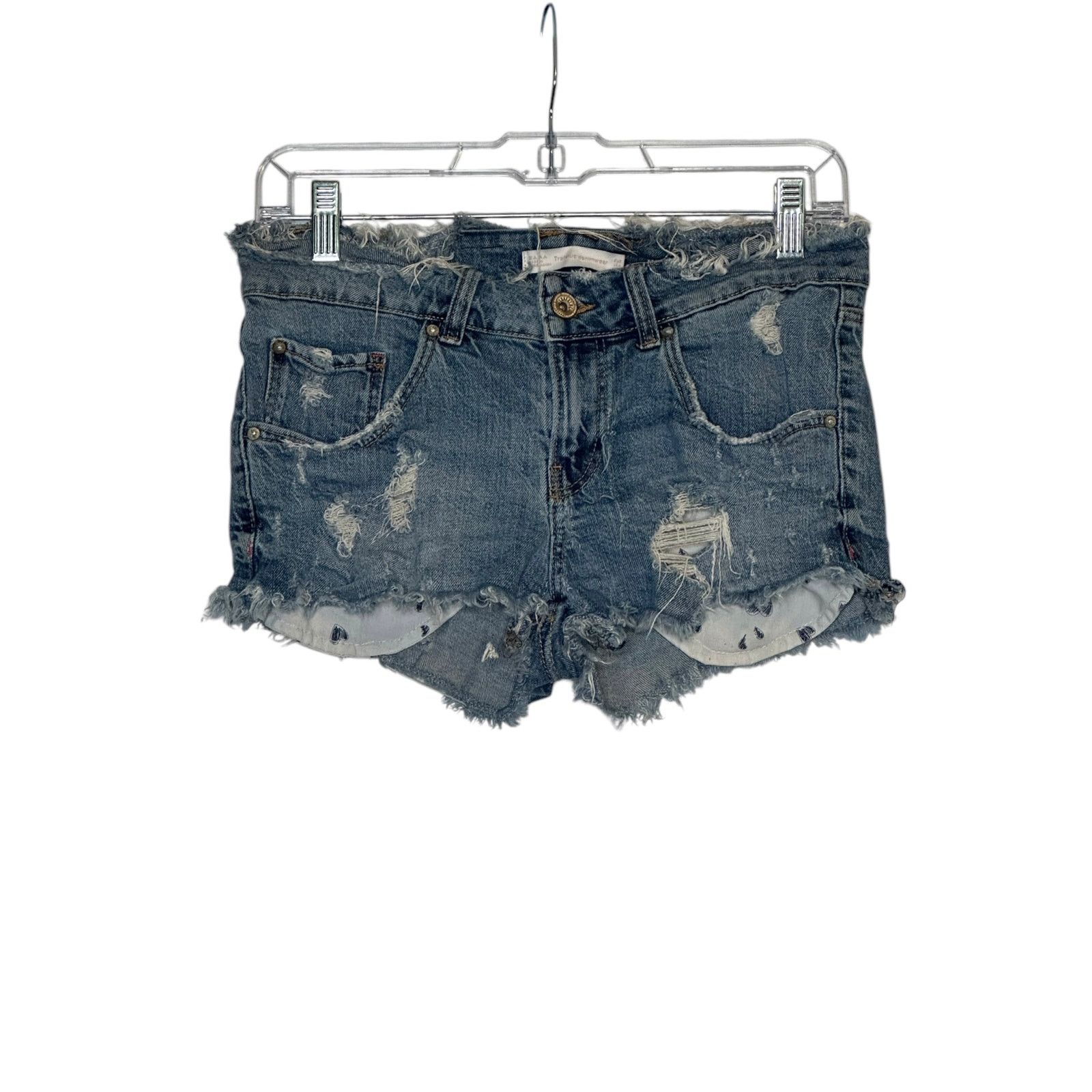 Zara ZARA Trafaluc Denimwear Fringe Distressed Shorts Size 4 Size 27" / US 4 / IT 40 - 10 Thumbnail