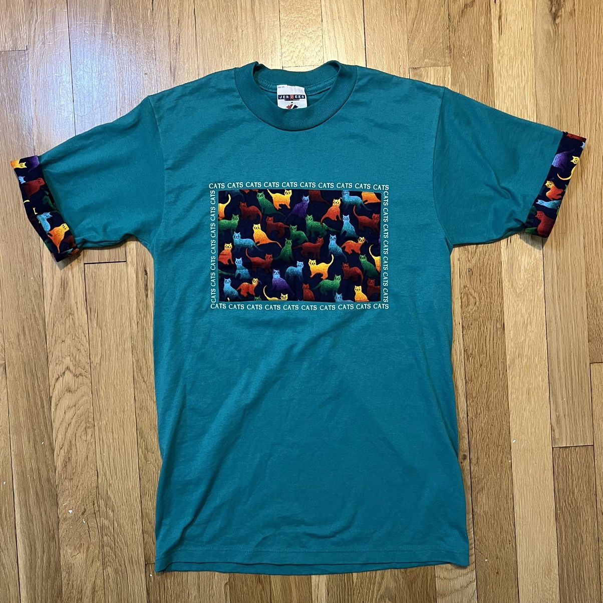 Jerzees Vintage Jerzees Cats Teal T Shirt Small Size US S / EU 44-46 / 1 - 1 Thumbnail
