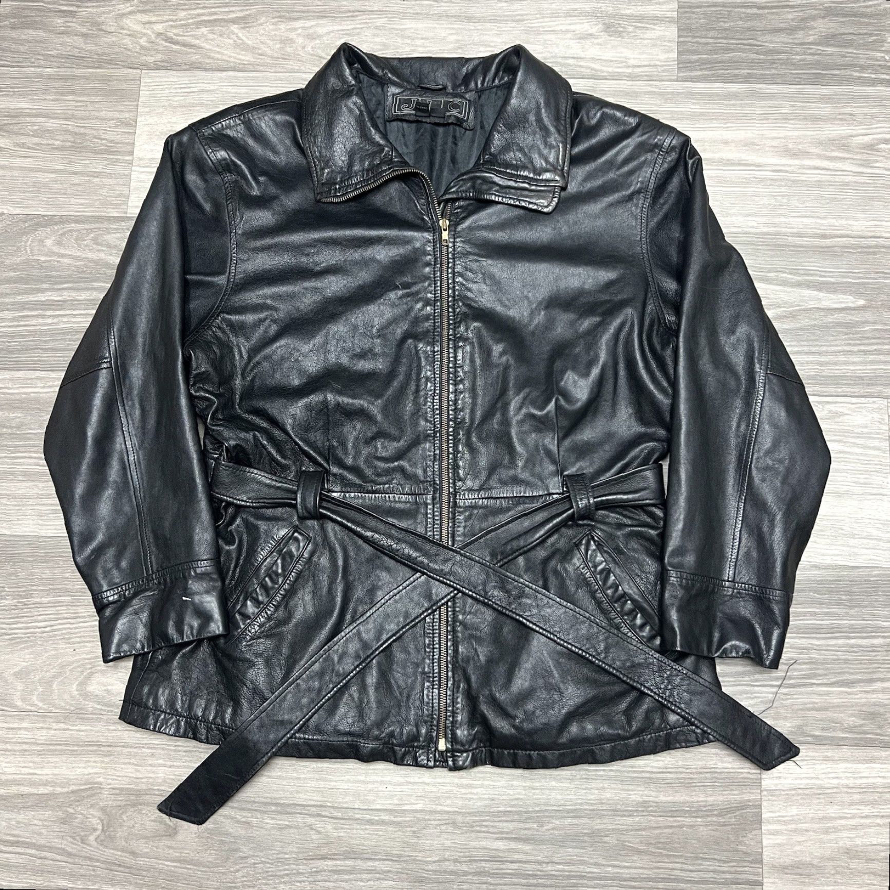 Vintage VINTAGE Leather Jacket Women XL Black Belted Full Zip Up Work Lambskin Soft Jacket Coat Size XL / US 12-14 / IT 48-50 - 2 Thumbnail