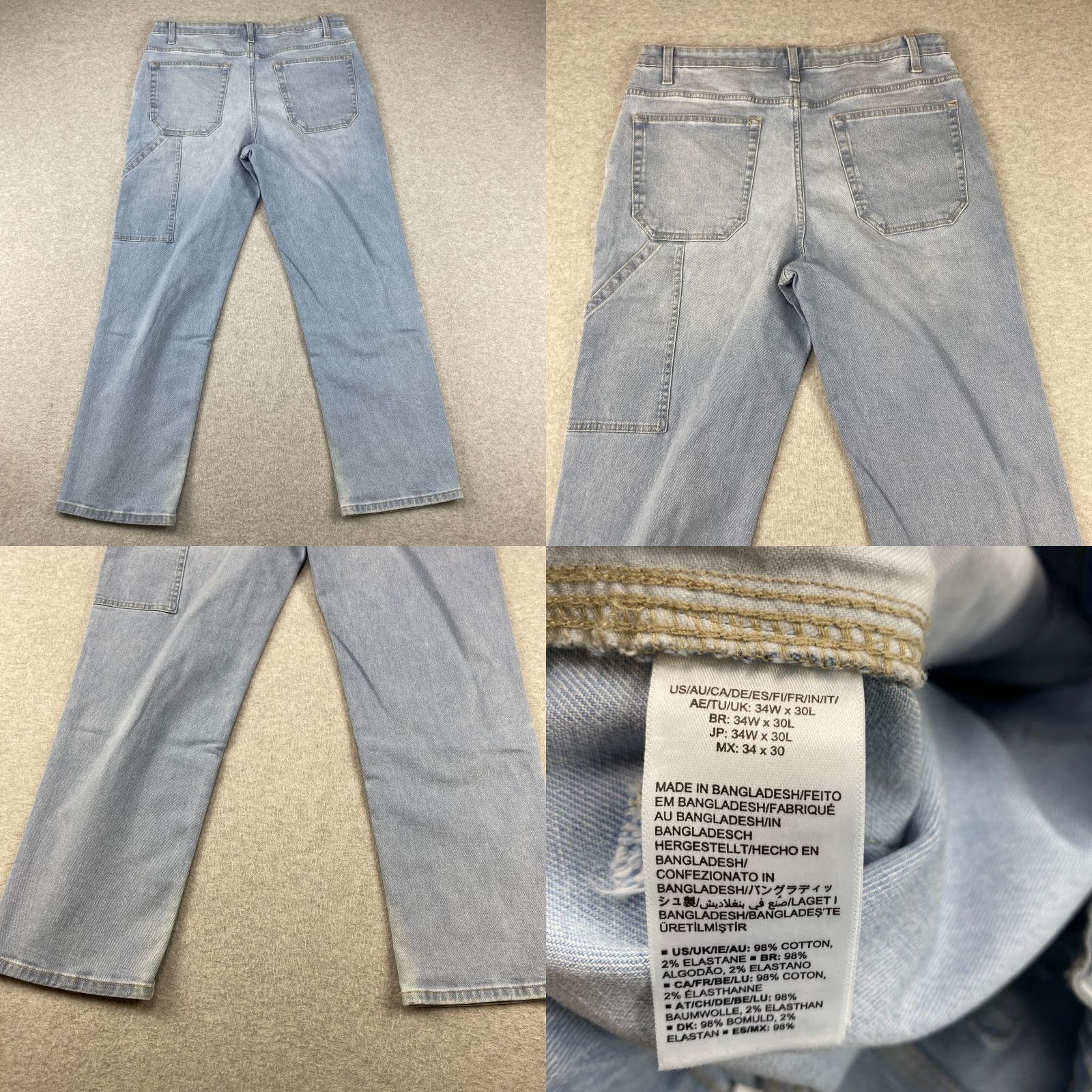 Essentials Amazon Essentials Jeans Mens 34X30 Blue Straight Leg Pockets Loose Fit Stretch Size US 34 / EU 50 - 8 Thumbnail