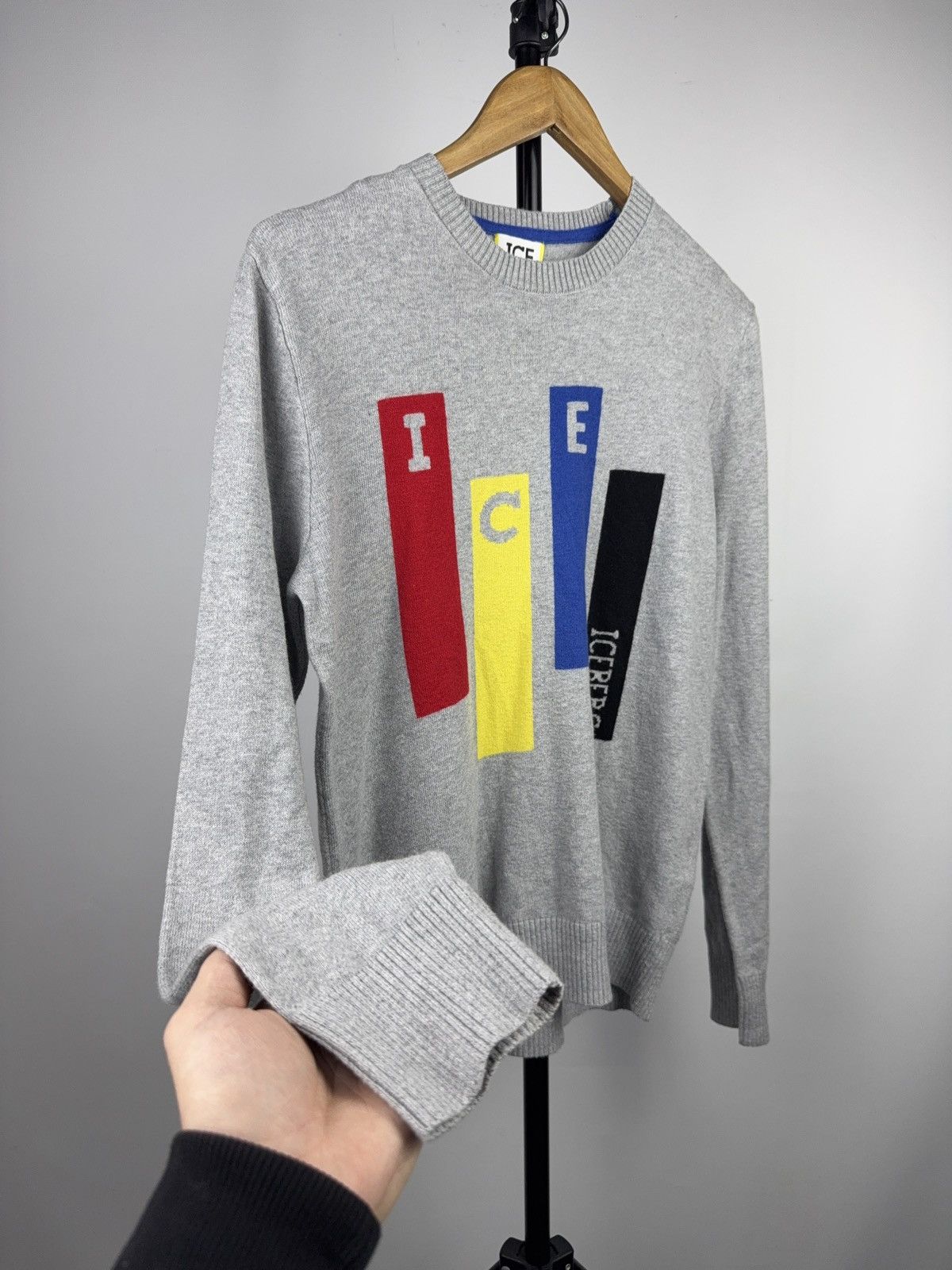 Iceberg Luxury ICE Iceberg Grey Multi-Color Logo Knit Sweater Size US S / EU 44-46 / 1 - 8 Thumbnail