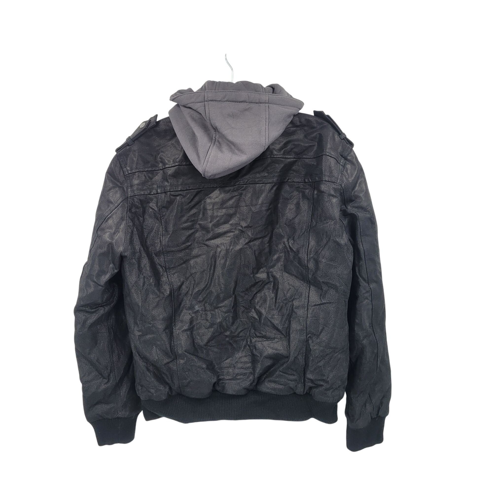 Other Flavor Mens Layered Pig Leather Hoodie Biker Moto Jacket M Size US M / EU 48-50 / 2 - 16 Thumbnail