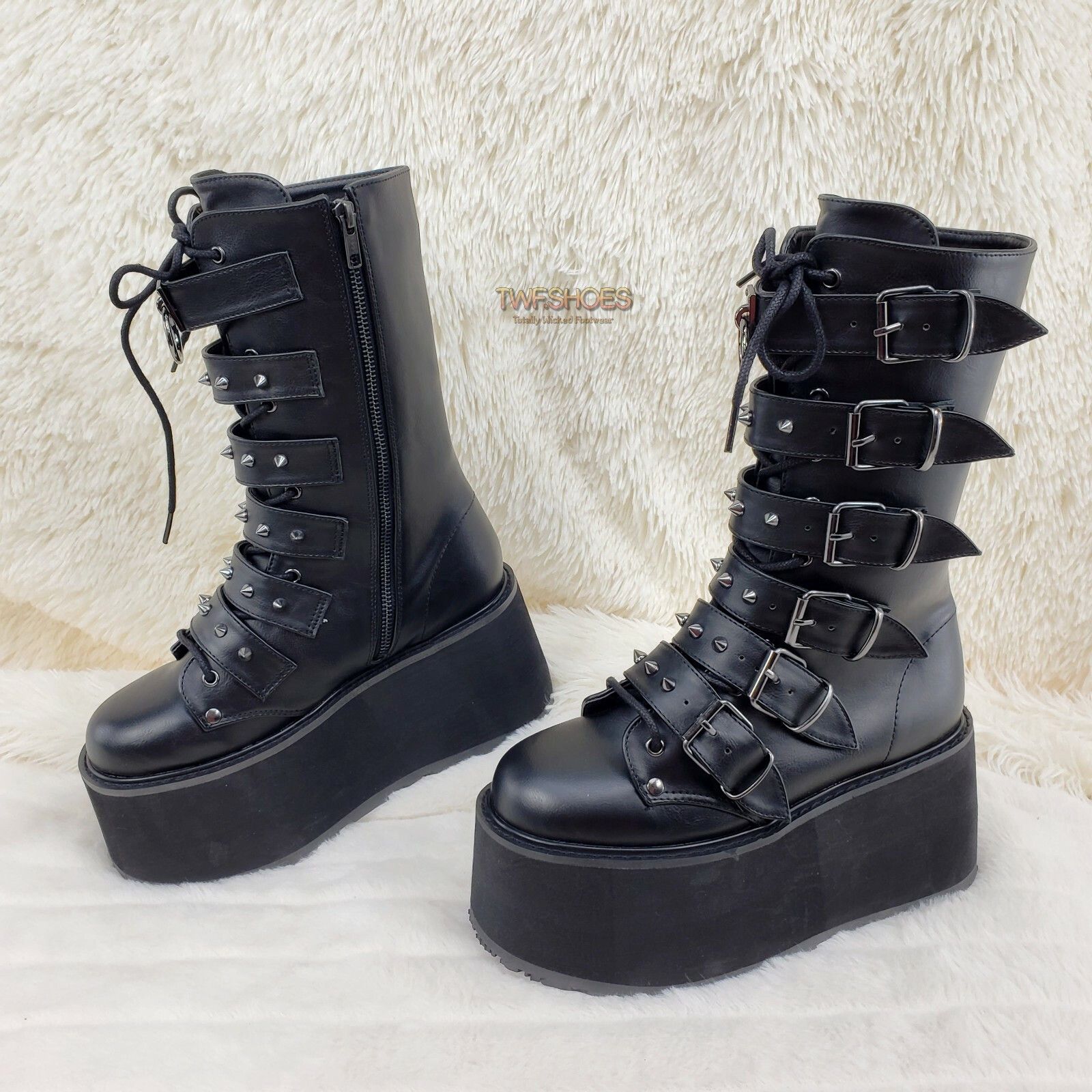 Demonia Cult DEMONIA Damned 225 Multi Strap Goth Punk Rock 3.5" Platform Size US 11 / IT 41 - 6 Thumbnail
