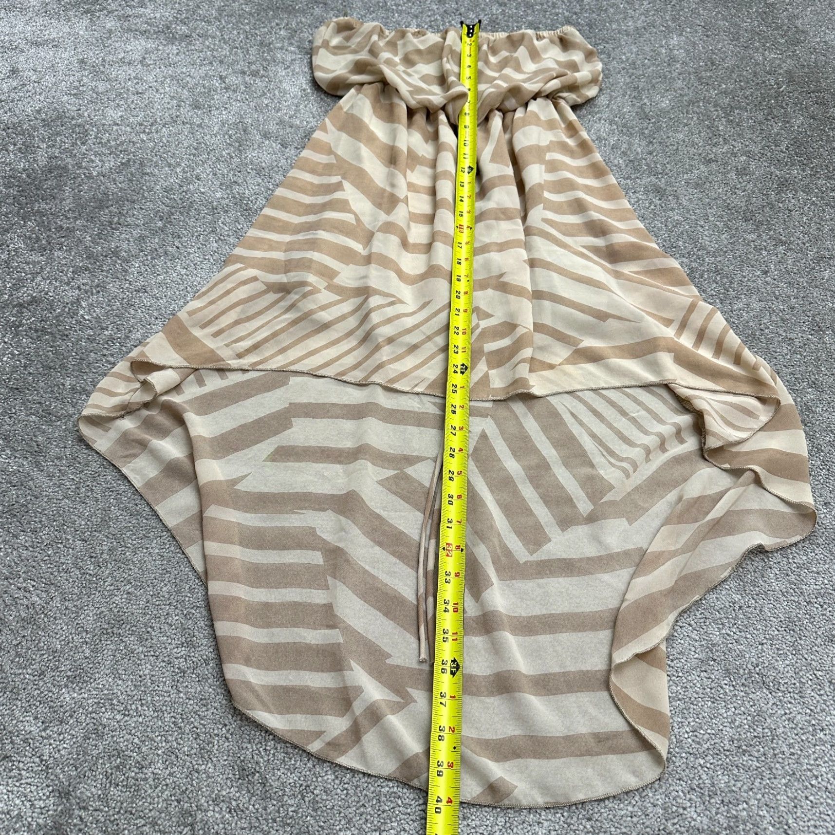Vintage Poetry Dress Hi-Low Strapless Womens Large Brown Geometric Casual Summer Beach Size L / US 10 / IT 46 - 7 Thumbnail