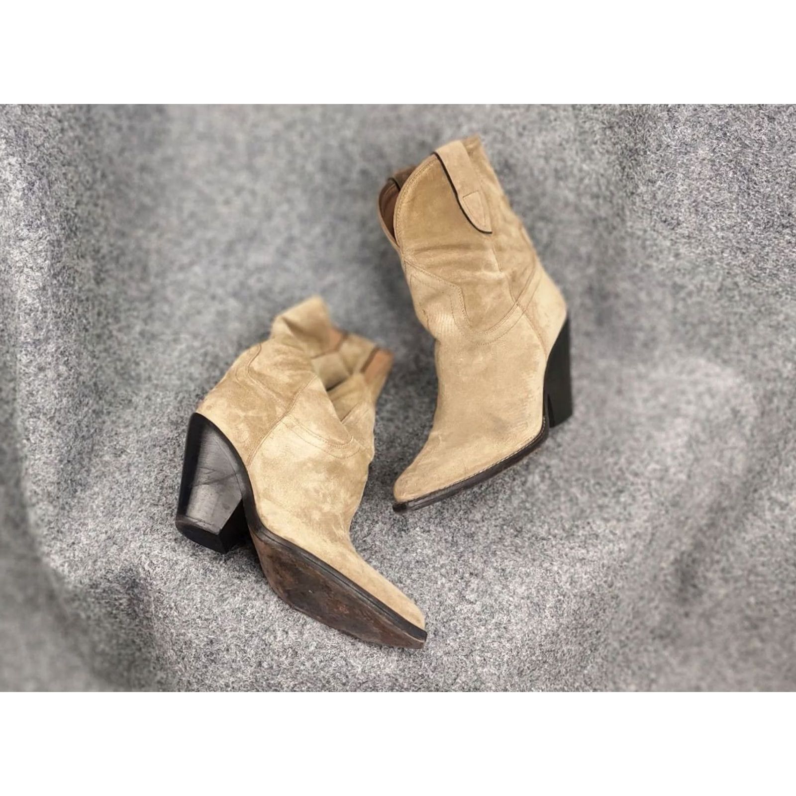 Isabel Marant Isabel Marant Leyane suede Leather Beige cowboy Ankle Boots Vintage Western Style Size US 10 / IT 40 - 2 Thumbnail