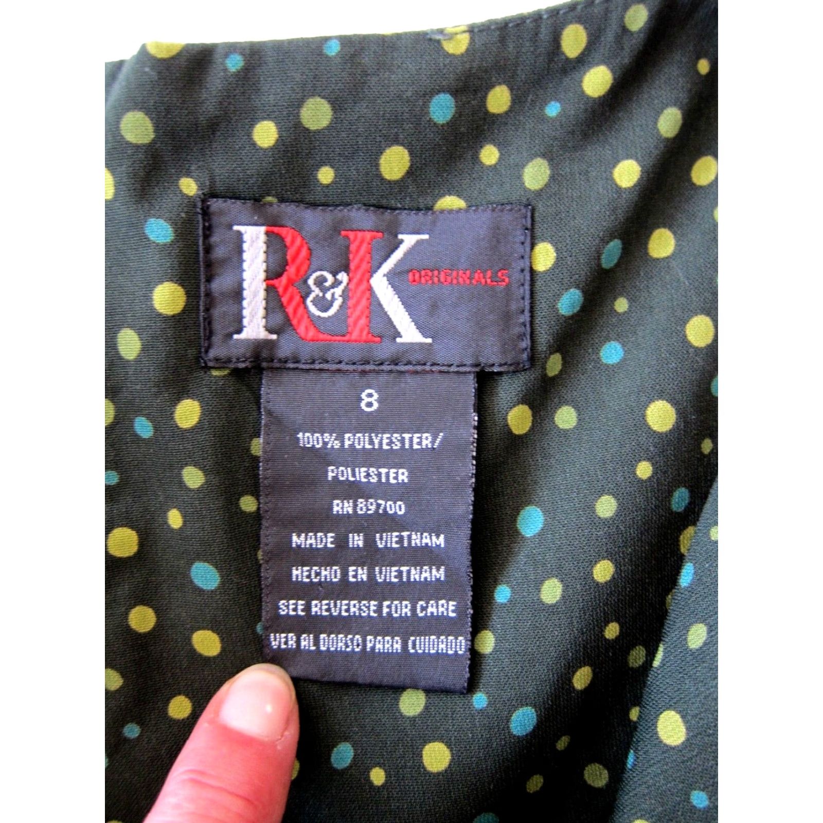 Vintage R&K Originals Green Blue Polka Dot Tent Shift A-Line Tunic Tank Sun Dress Size 8 Size M / US 6-8 / IT 42-44 - 4 Thumbnail